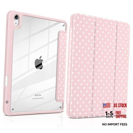 Case for iPad Air 11 Inch M4 M3 M2 2026 2025 2024, iPad Air 5th Pink white dot