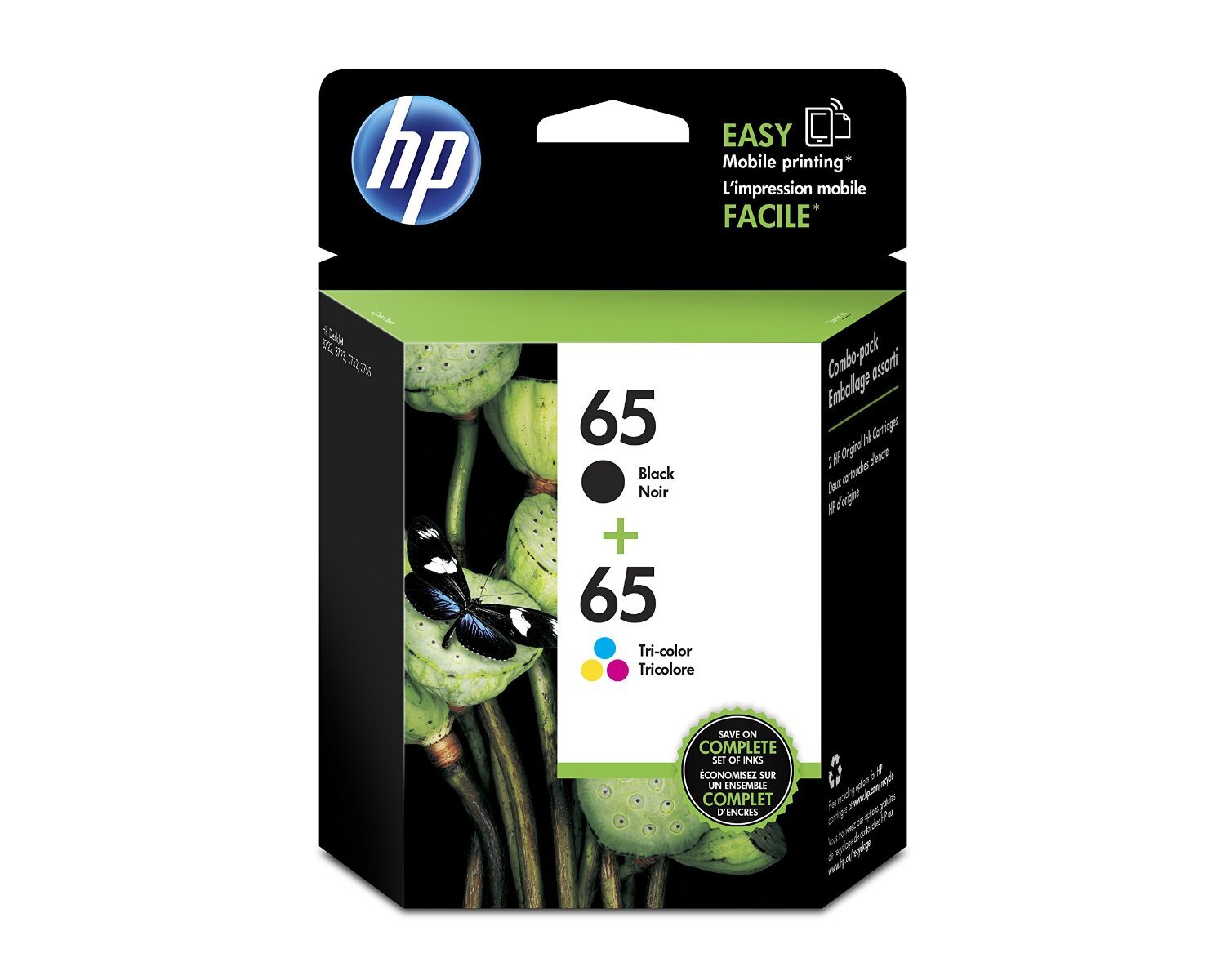 HP T0A36AN#140 65 Black & Tri-color Original Ink Cartridges, 2 pack