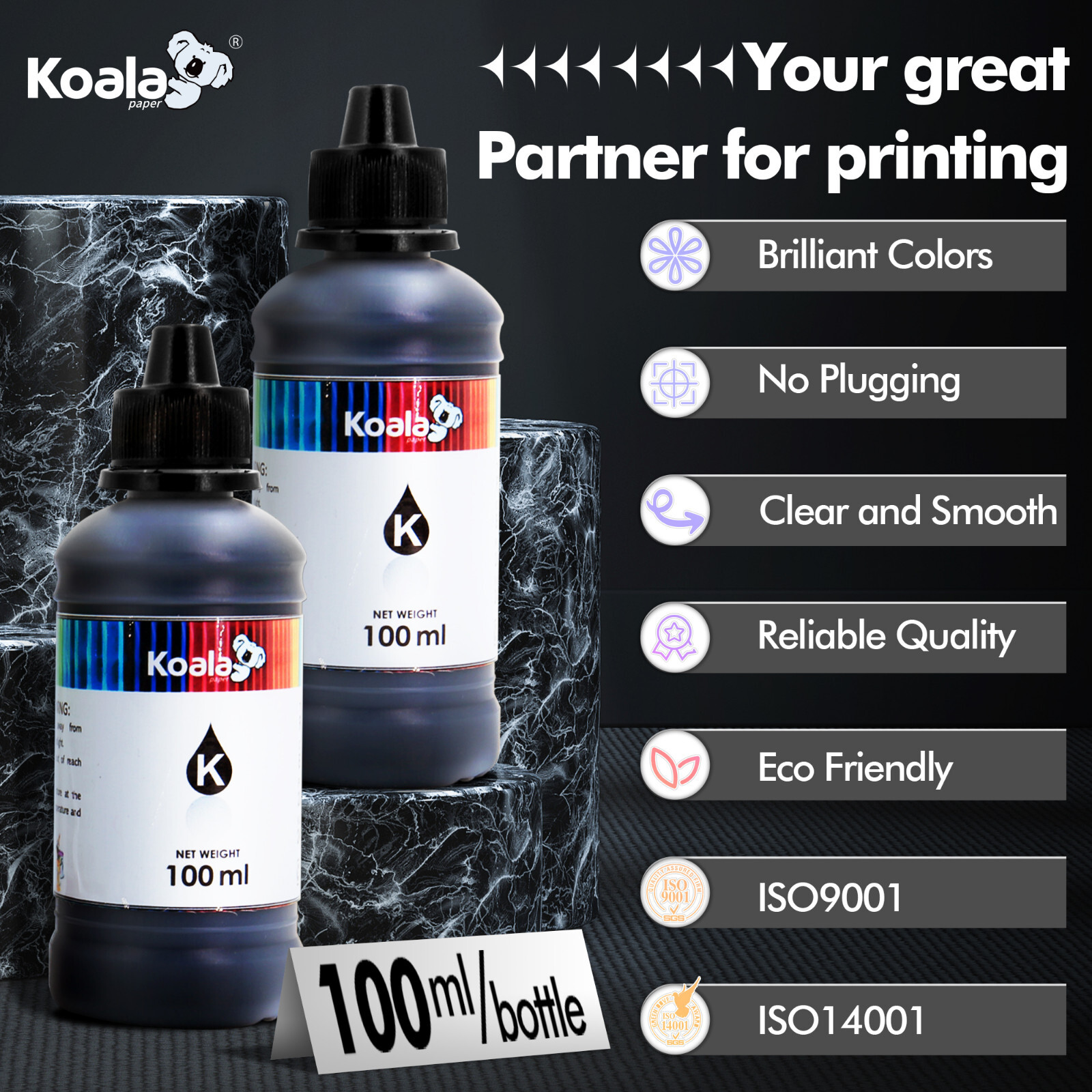 6PK Koala Ink Compatible with Epson 522 Ecotank ET-2400 4800 2800 2803 2720 4700