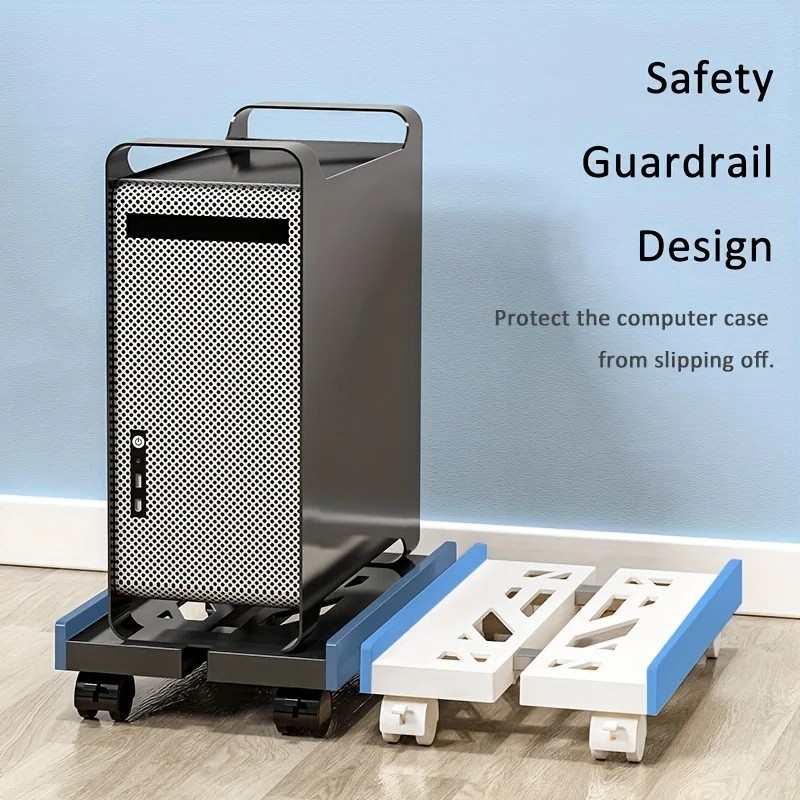 Adjustable Mobile CPU Stand PC Tower Holder with Wheels Under Desk