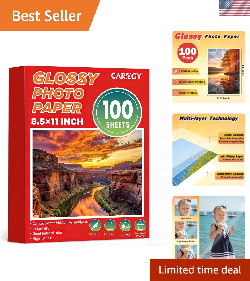 100 Sheets Glossy Photo Paper 8.5 x 11 Inches, Inkjet Photo Printer Paper,Com…