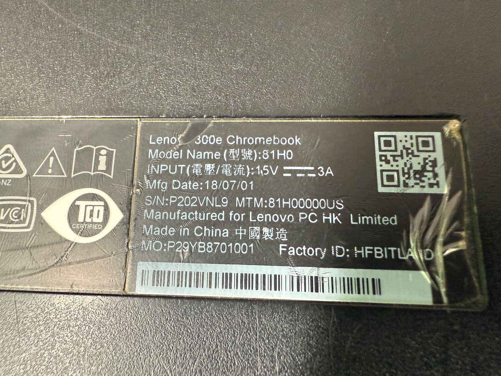 Lenovo 300e Chromebook 81H0 (11.6″ Touch, 4GB, 32GB eMMC, ChromeOS) w/ Charger