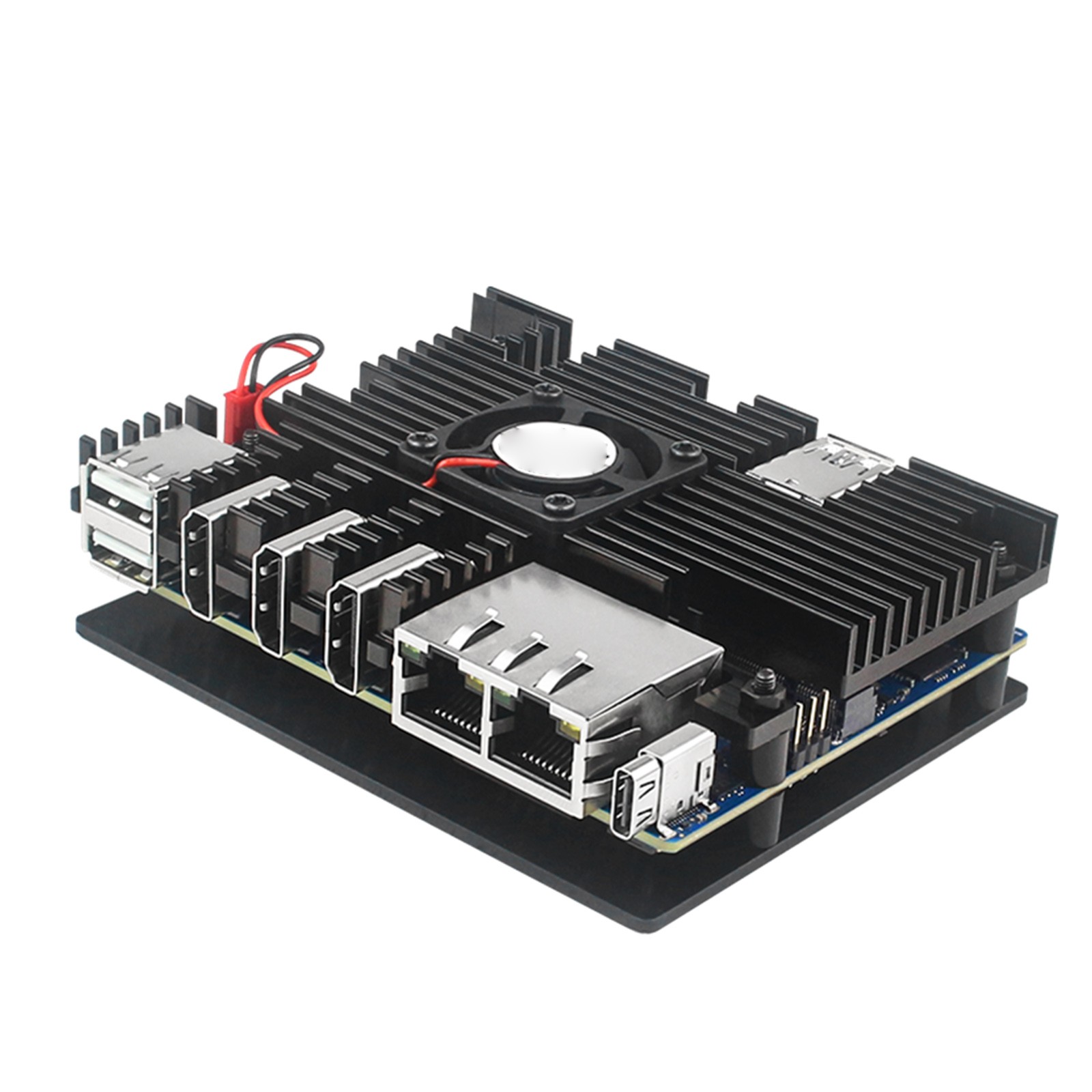 For Orange Pi 5 Plus Case+Cooling Fan Active Passive Cooling Radiator/Heatsink