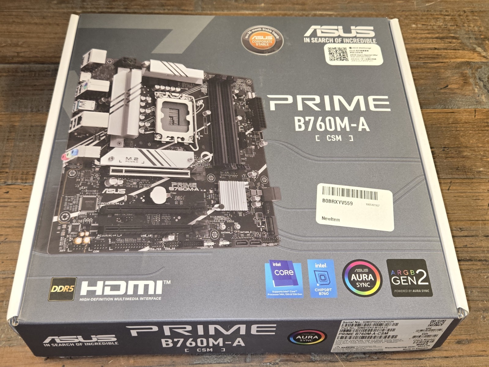 Brand New! ASUS Prime B760M-A-CSM Intel B760 (LGA 1700) PCIe 4.0, DDR5