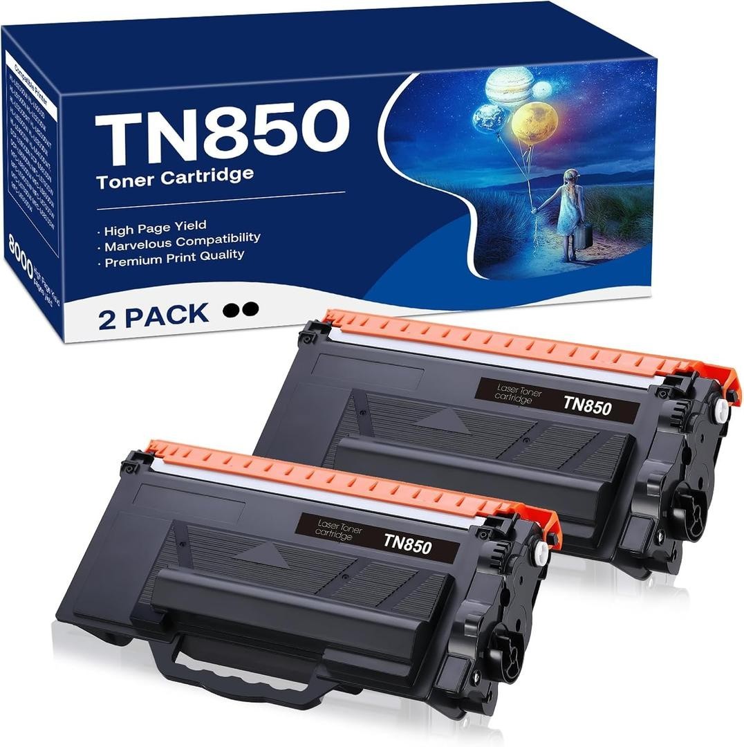 2 PK TN850 Toner Cartridges Compatible for Brother TN-880 TN-850 TN-820 TN820
