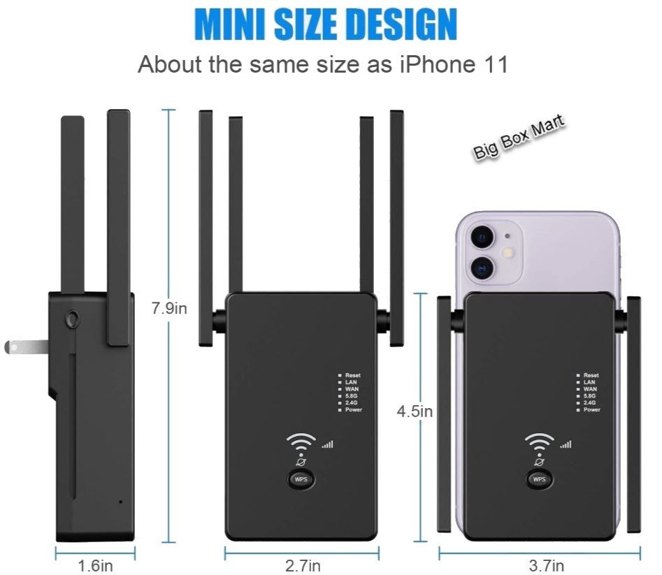 Wireless AC1200M Amplifier/Router/Repeater Black | New Open Box