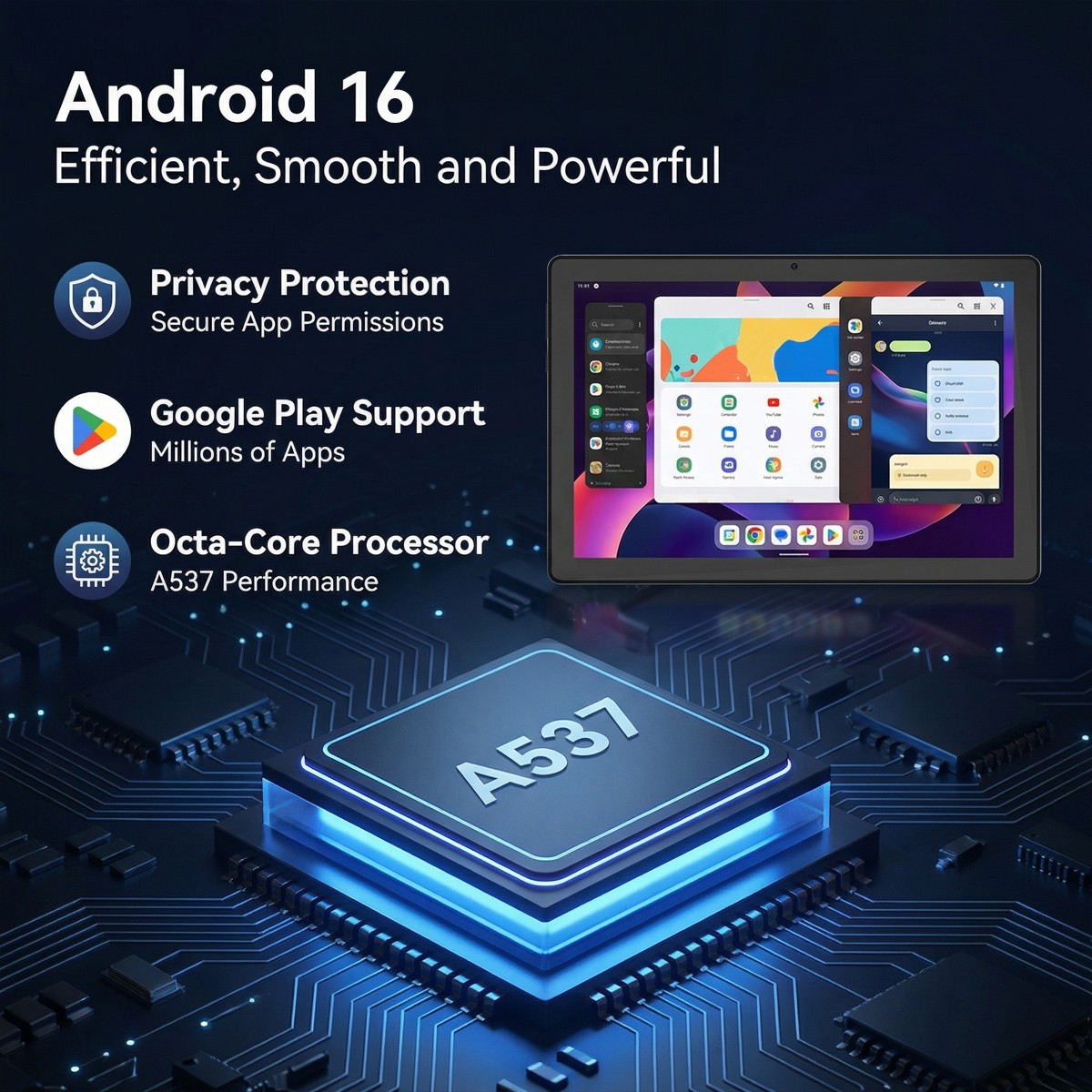AEEZO Android 16 Tablet 10.1″ 36GB+256GB/2TB Octa Core 6000mAh Widevine L1