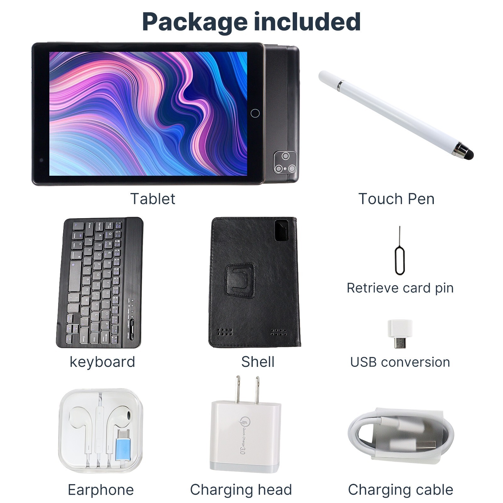 8 Inch Android 10 Ten Core HD Game Tablet Computer PC GPS Wifi Bundle Keyboard
