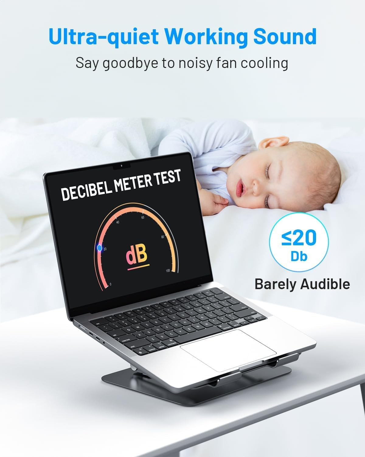 Laptop Cooling Pad with Detachable Fan & Cooler, Adjustable Height & Angle, 360