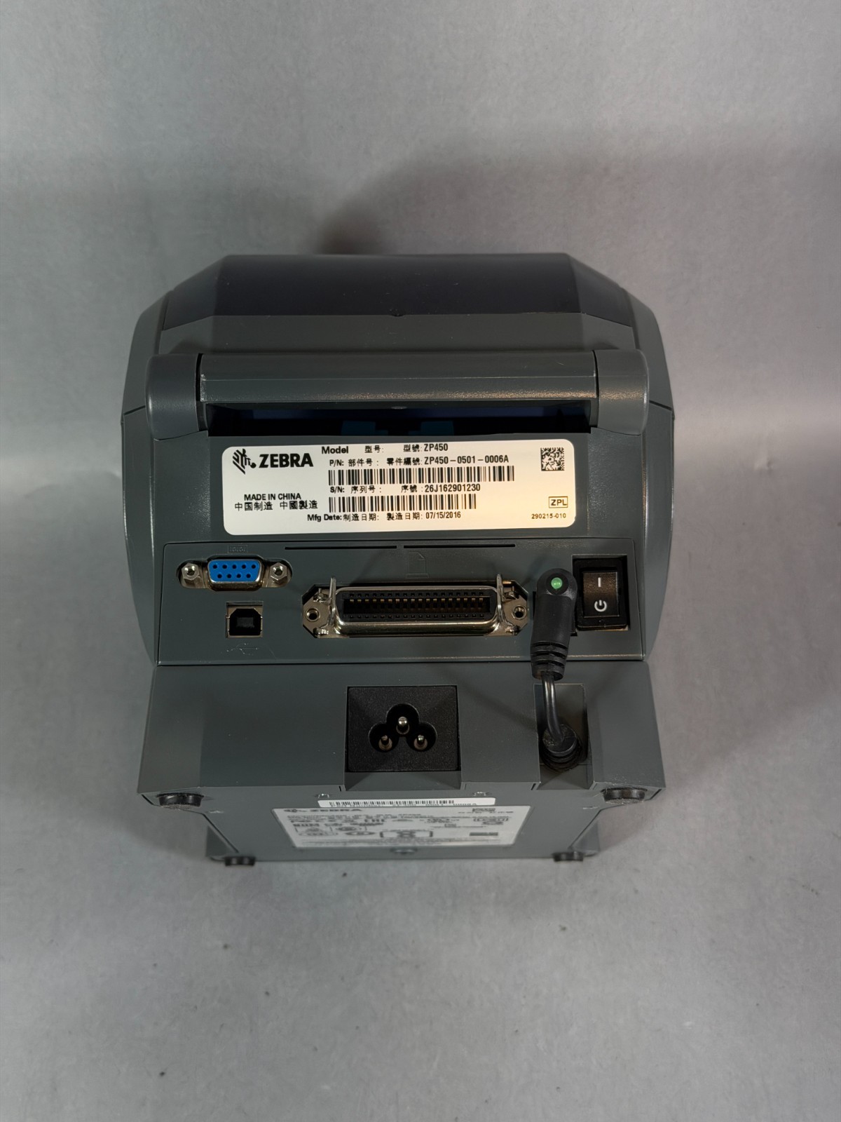 Zebra ZP450 Portable Direct Thermal Label Printer USB/Serial ZP450-0501-0006A