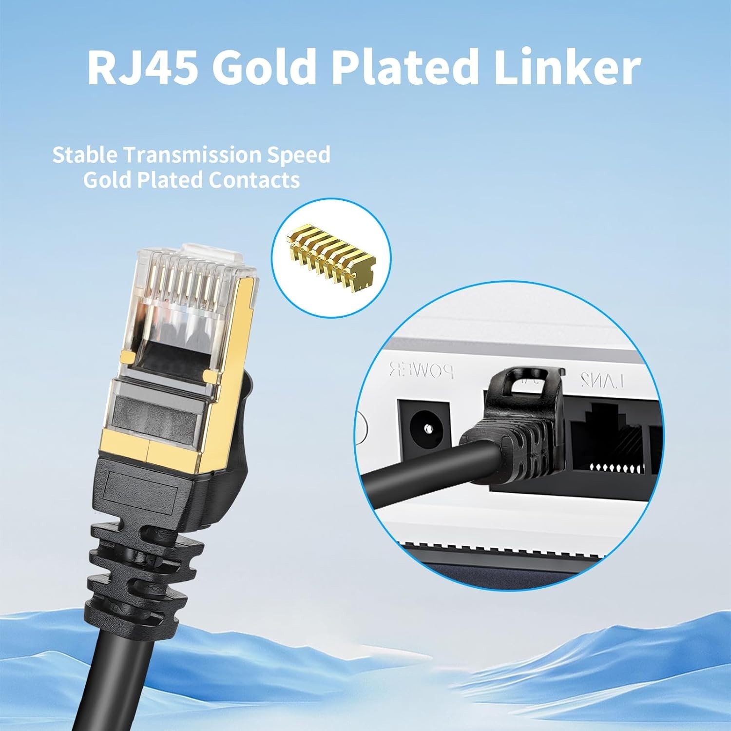 Cat 8 40Gbps Ethernet Cable RJ45 LAN Network Patch Cord Gold Plated High Speed