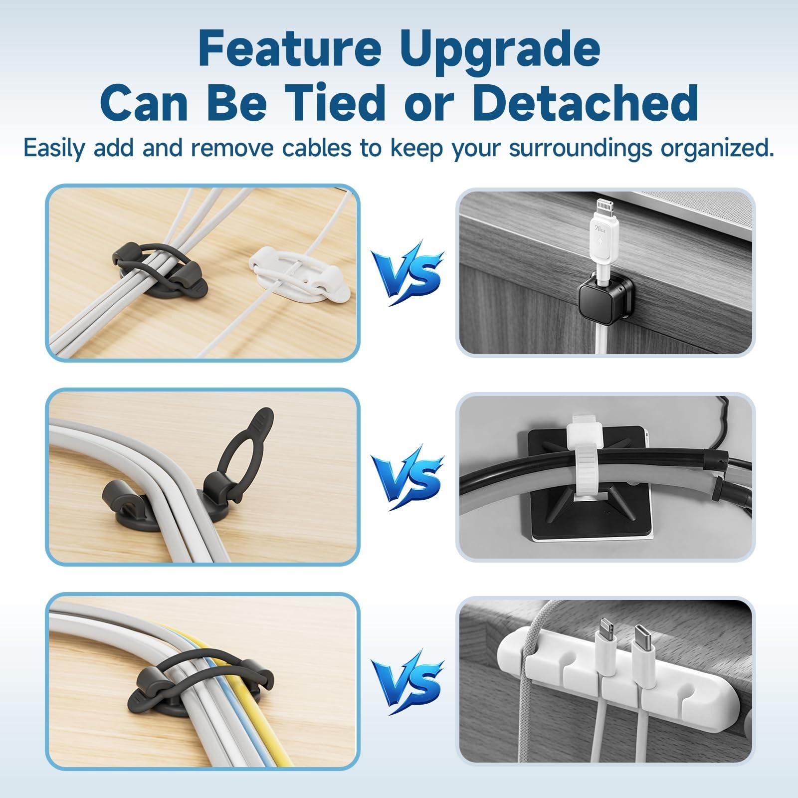 20 Adjustable Cable Management Clips – Self Adhesive Cord Organizer for Home & O