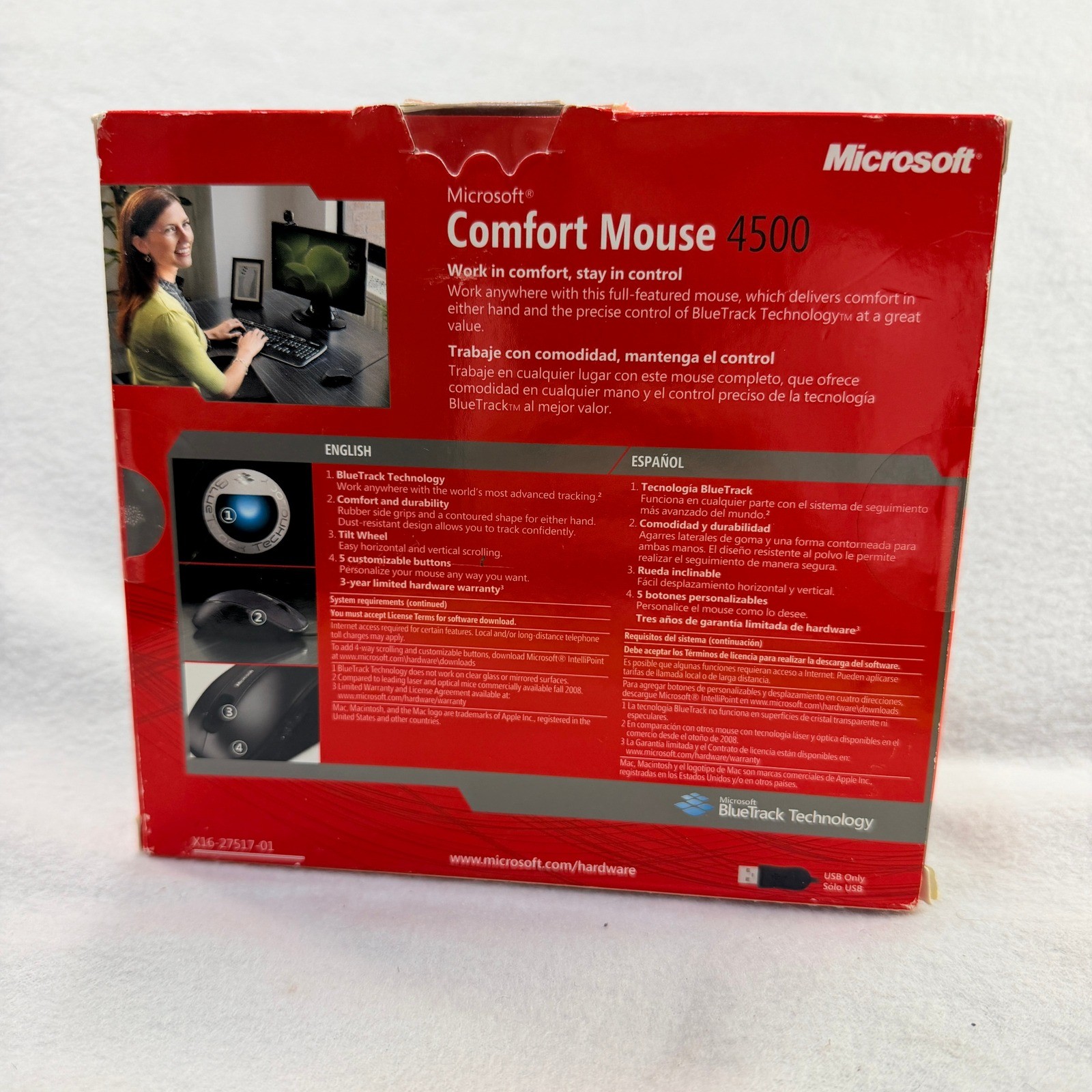 Microsoft Comfort Mouse 4500 Wired BlueTrack Technology Dark Gray 4FD-00025