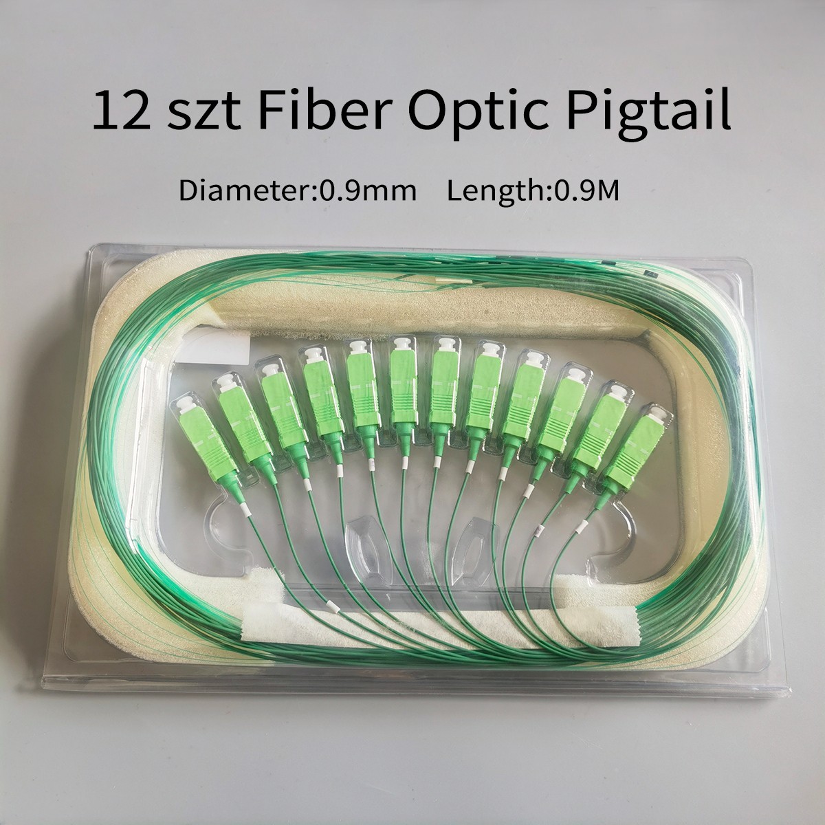 12-Core SC/APC Fiber Optical Pigtail 0.9M 0.99mm Single Mode Fiber Optic Cable