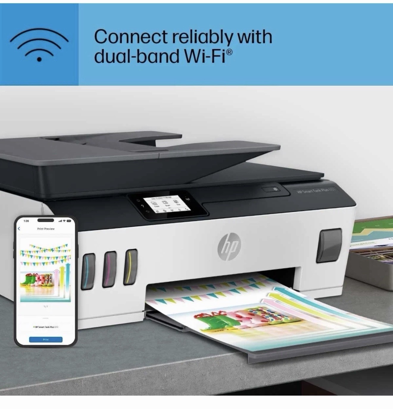 HP Smart Tank Plus 651 Wireless All-In-One Printer 2.0 | 2 YEARS INK INCLUDED