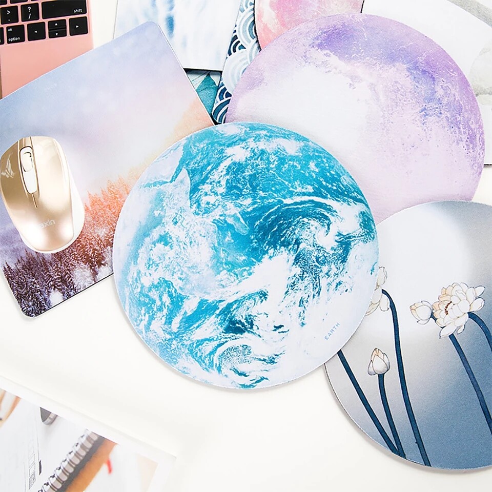 Non Slip Space Round Mouse Pads Mice Mats For Laptop Notebook Computer PC Gaming