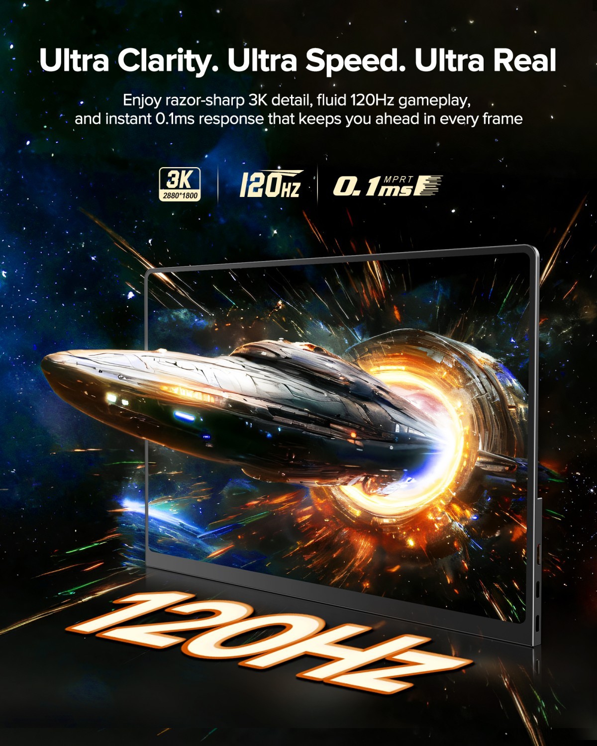UPERFECT 14″ 2880×1800 OLED Portable Monitor 120Hz Gaming Monitor for PS4/5 Xbox