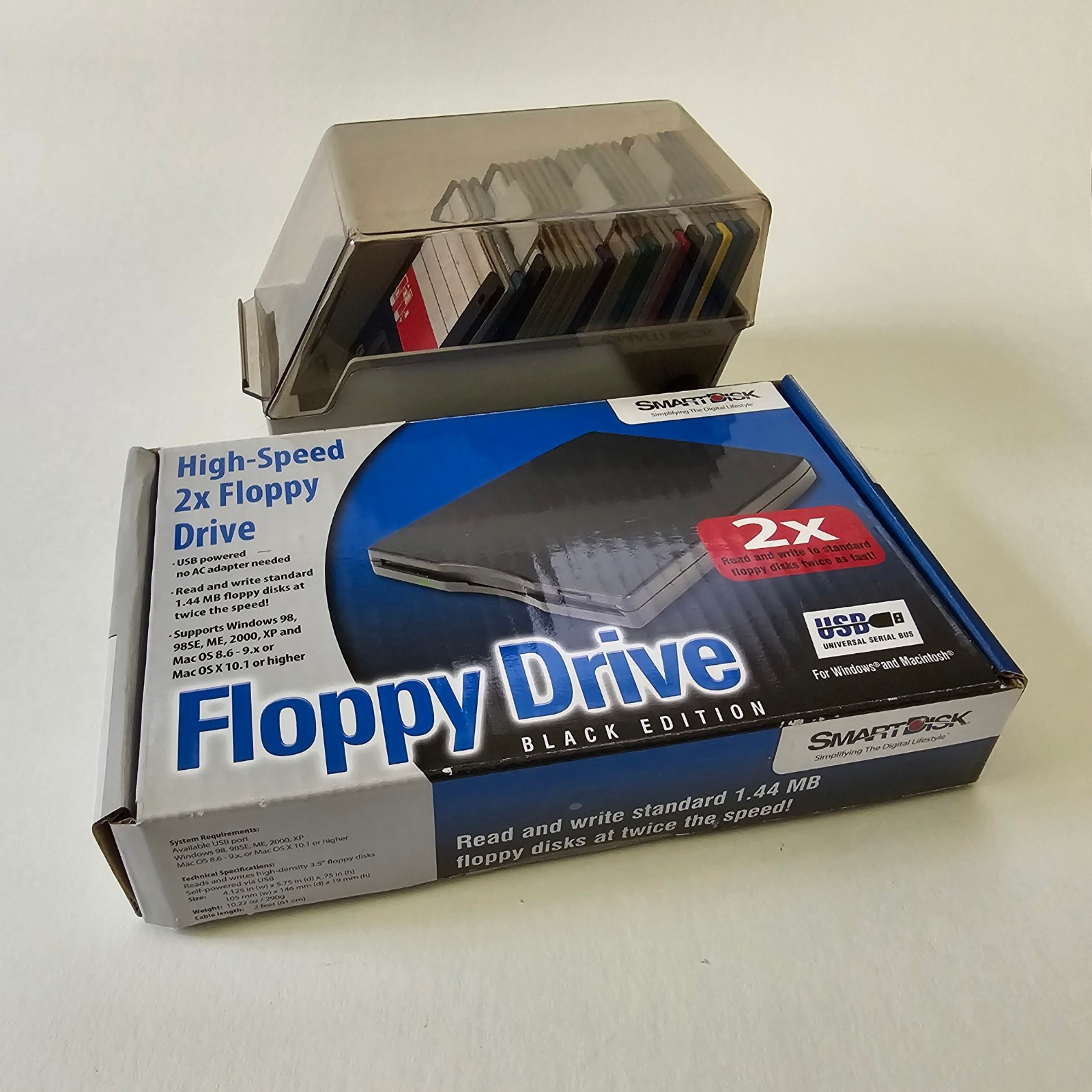 SmartDisk FDUSB-B2 External 3.5” Inch USB Floppy Drive & 24 Floppy Disks