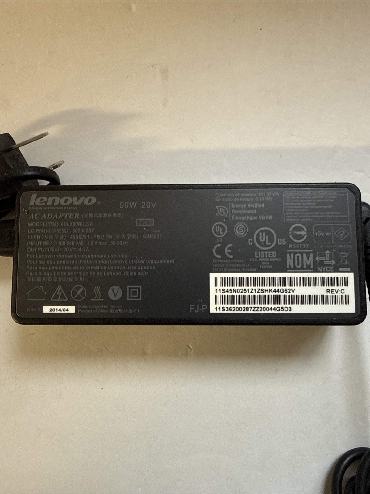 Lot Of 5 Genuine LENOVO 90W AC ADAPTER 20V 4.5A Mixed Model Numbers