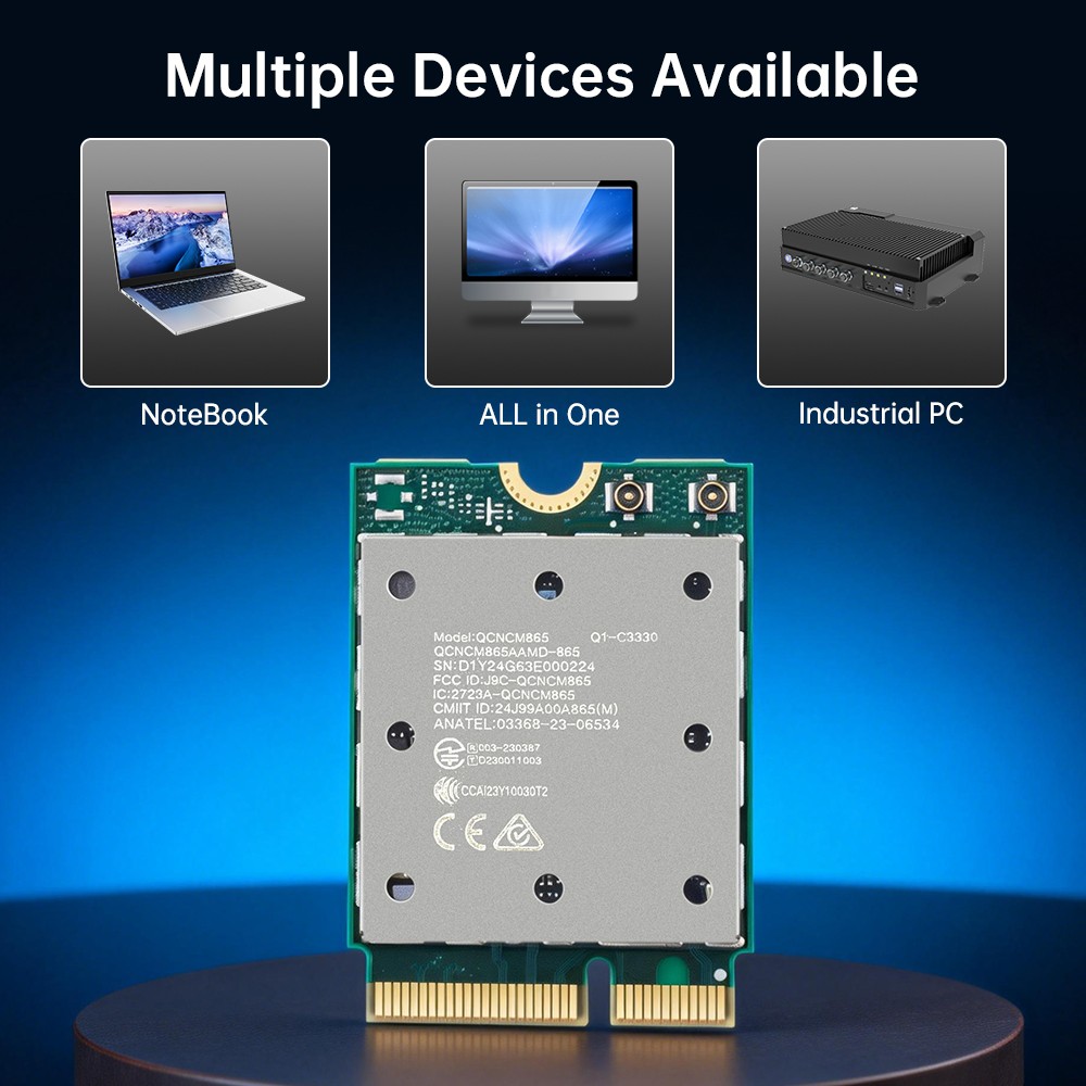 WiFi7 QCNCM865 M.2 Wireless Card Tri-Band 5.8Gbps BT5.3 802.11ax Network Adapter