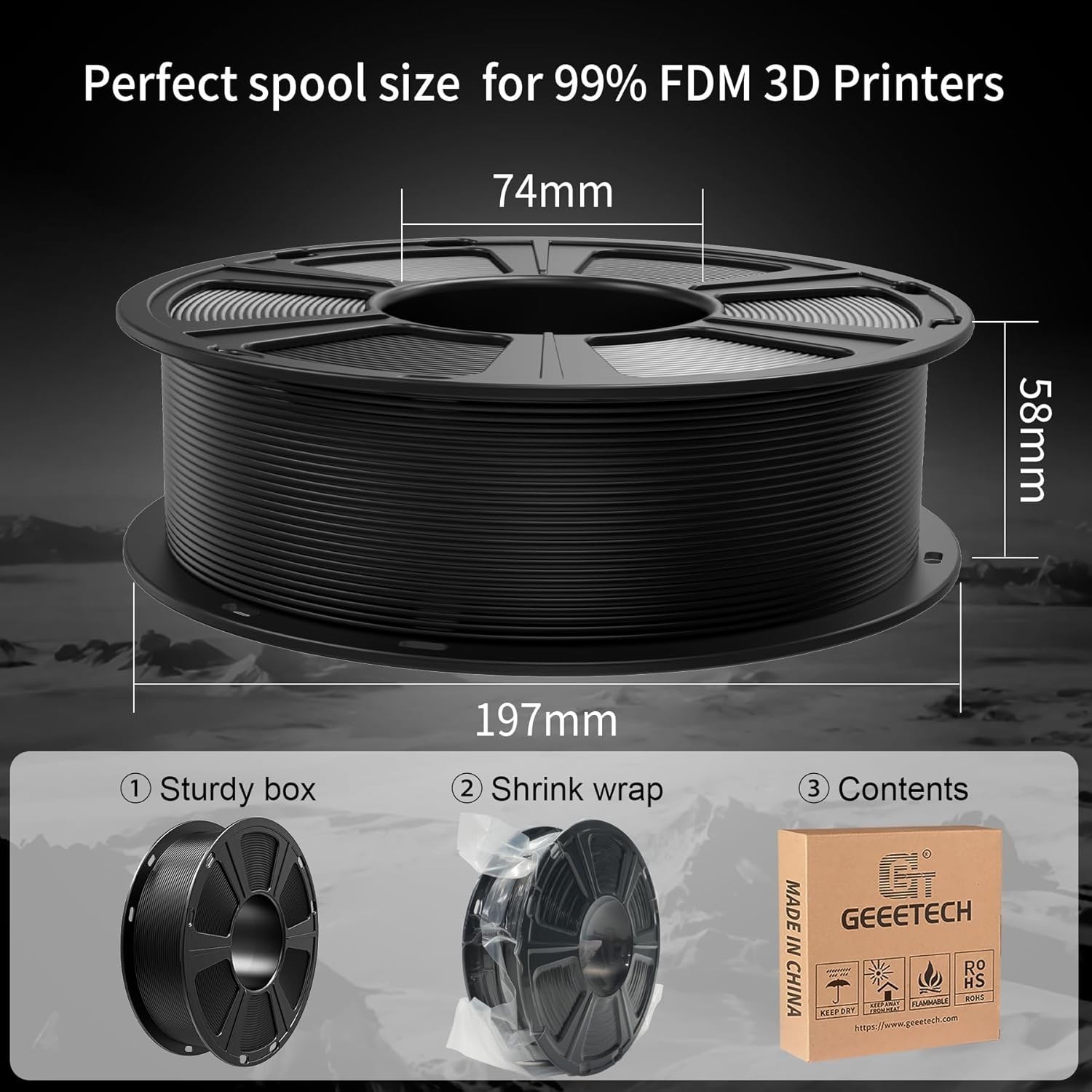 Geeetech 1.75mm ASA 3D Printer Filament 1KG UV & Weather Resistant Filament