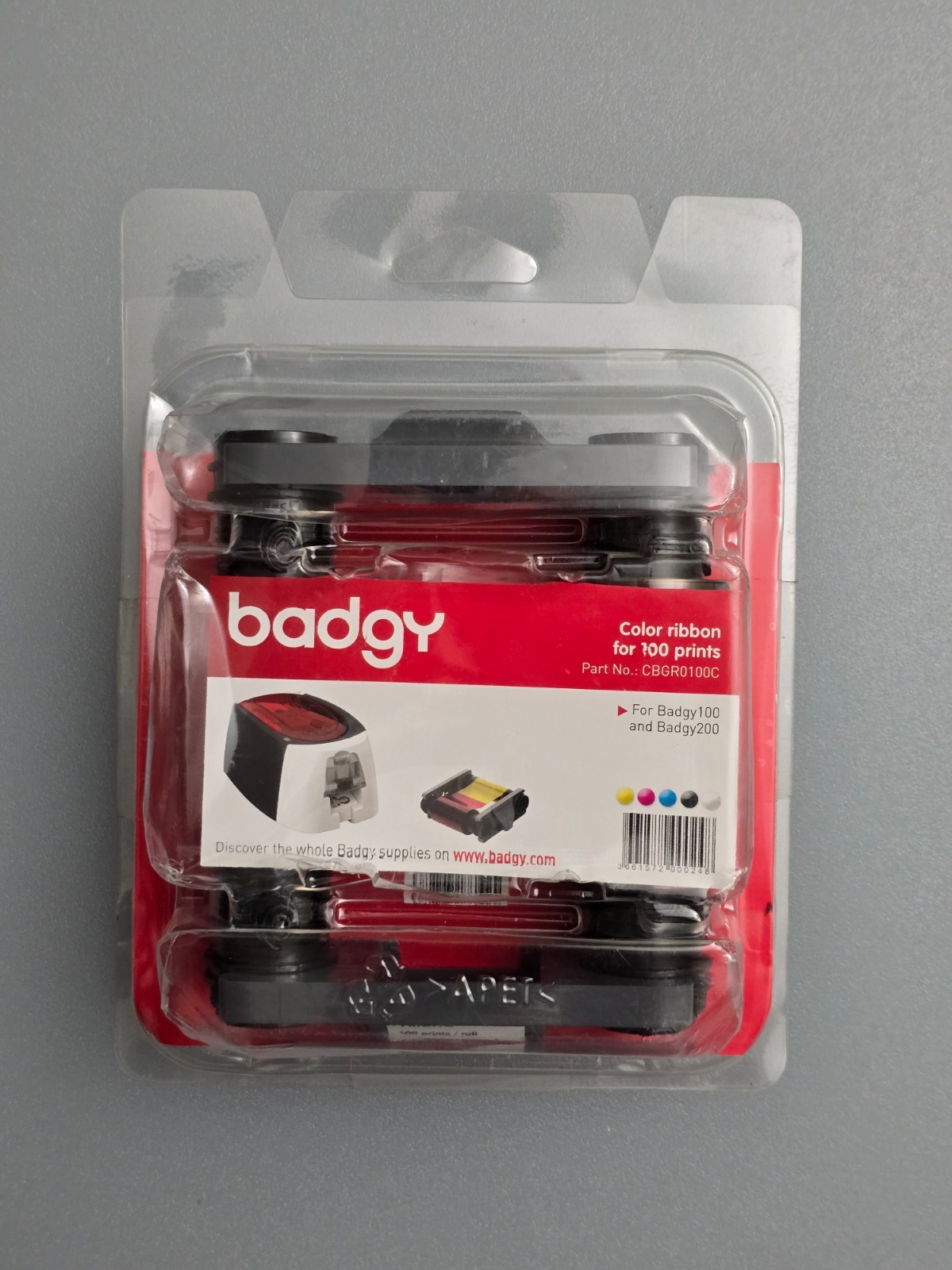 Evolis Badgy CBGR0100C Color Ribbon 100 Print Cartridge New & Sealed