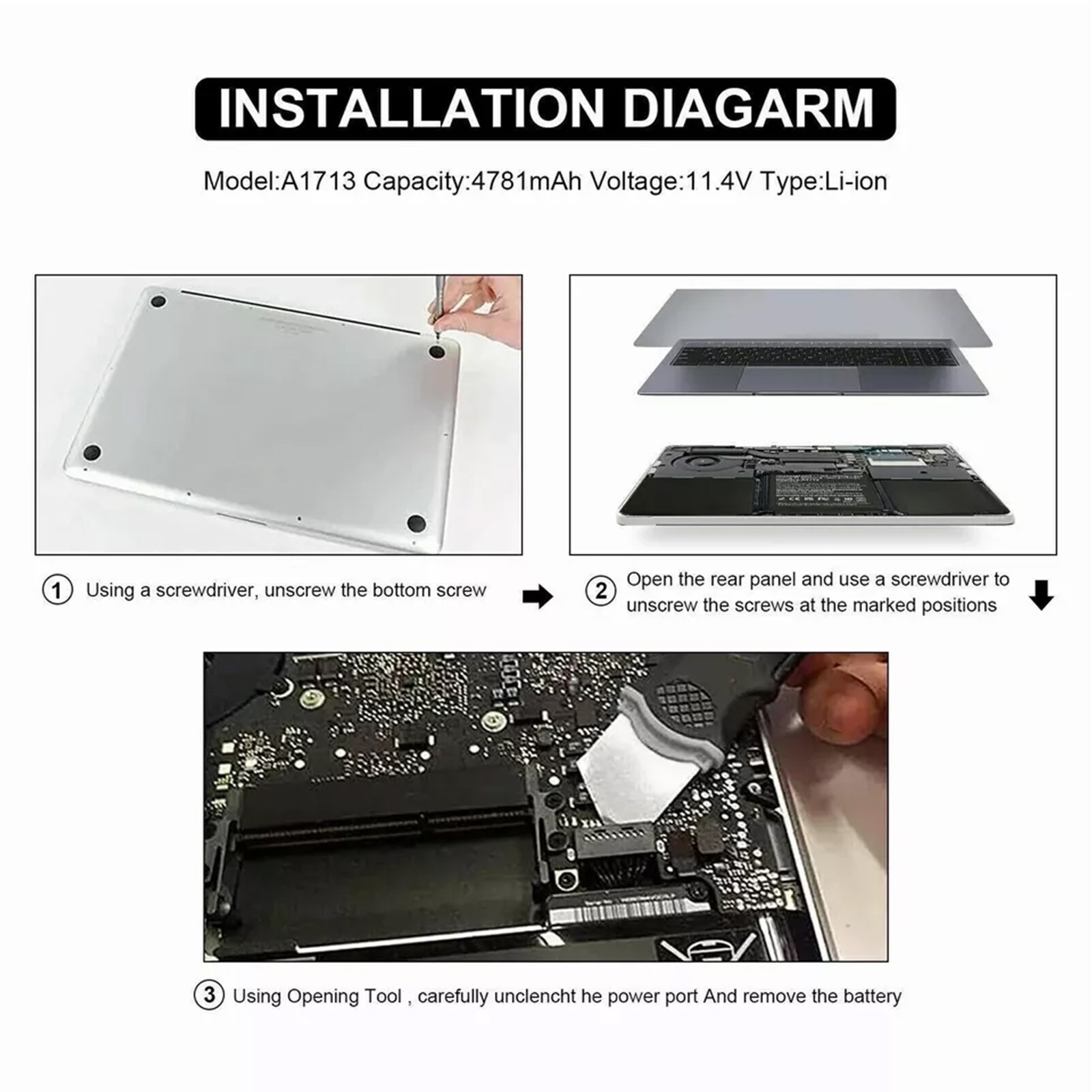 Genuine A1713 Battery for Apple MacBook Pro 13” A1708 Late 2016 Mid 2017 New