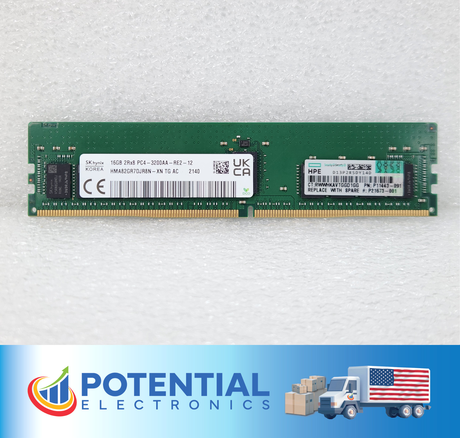 SK hynix HMA82GR7DJR8N-XN 16GB (1x16GB) 2Rx8 PC4-3200AA DDR4 Server Memory