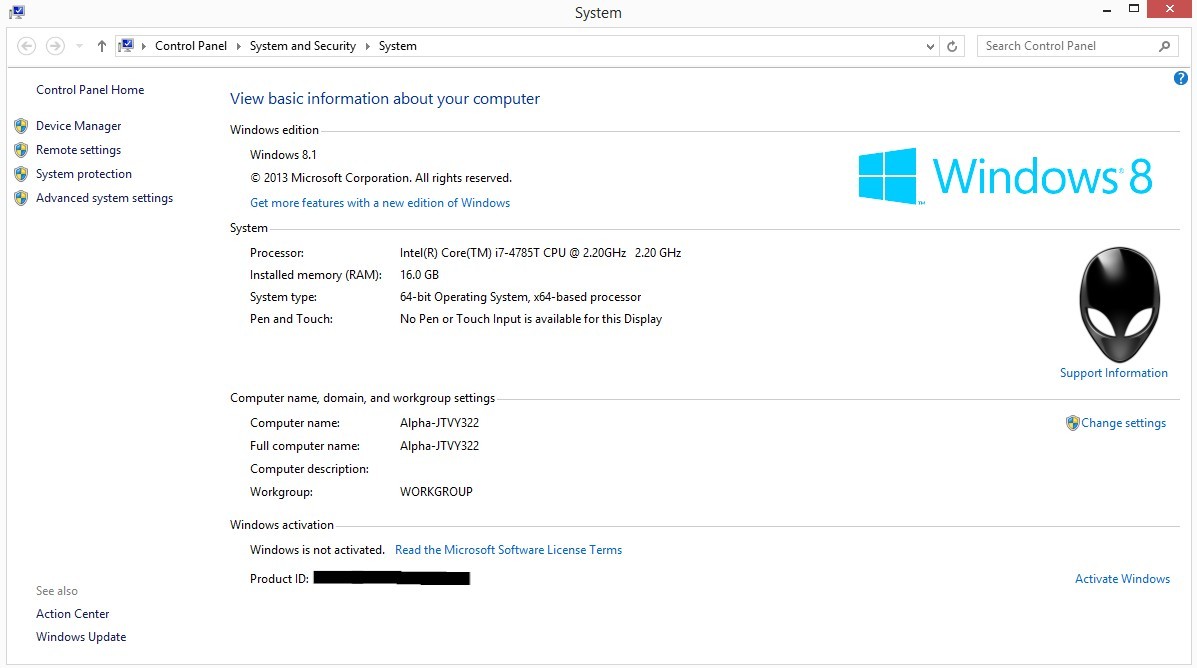 Alienware Alpha R1, 16gb Ram, Intel Core i7-4765T CPU, 500gb HDD
