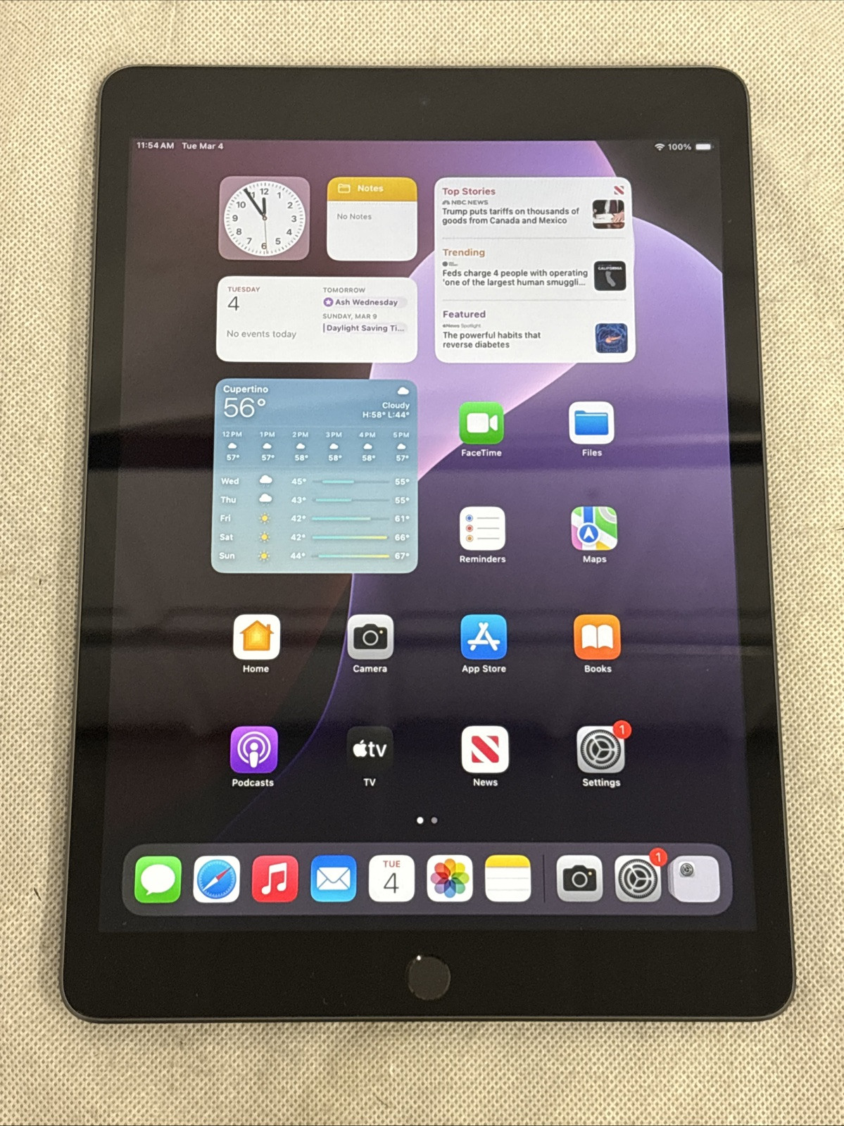 Apple iPad (9th Generation) A2602 256 GB, Wi-Fi, 10.2 in – Space Gray