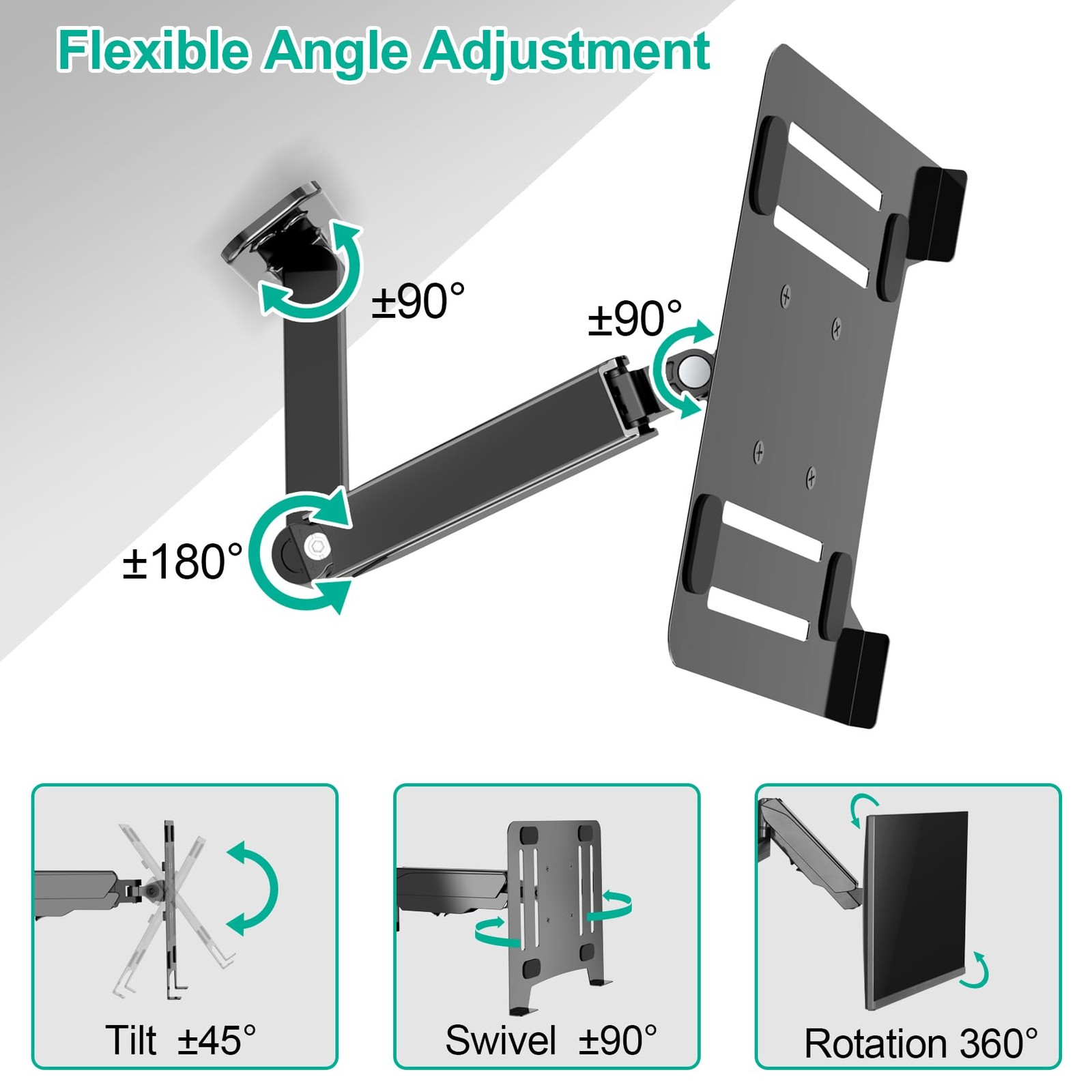 Laptop Wall Mount, 2-in-1 Gas Spring Wall Holder with Vented Tray for 12″-17″…
