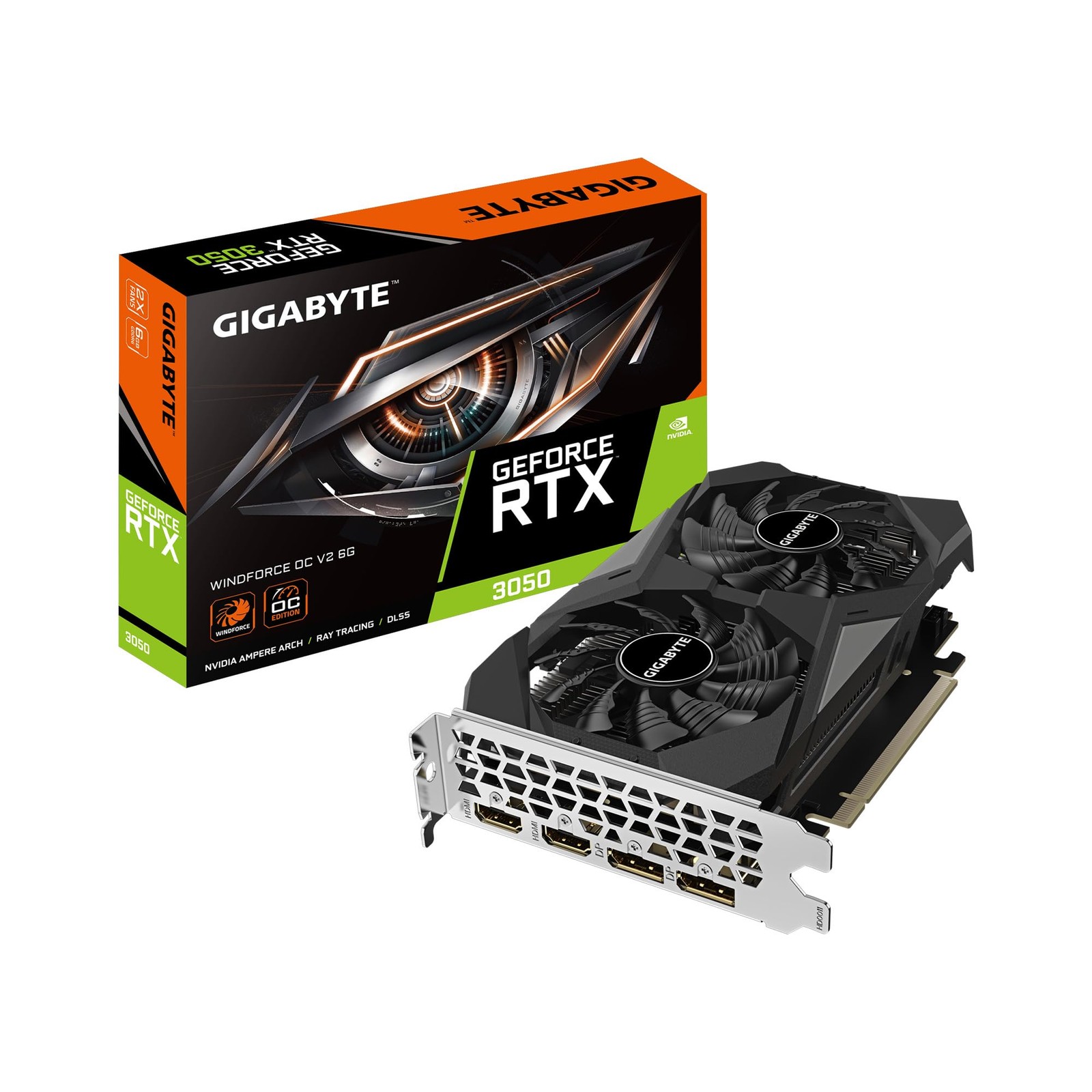 GeForce RTX 3050 WINDFORCE OC V2 6G Graphics Card, 2X WINDFORCE Fans, 6GB GDDR6