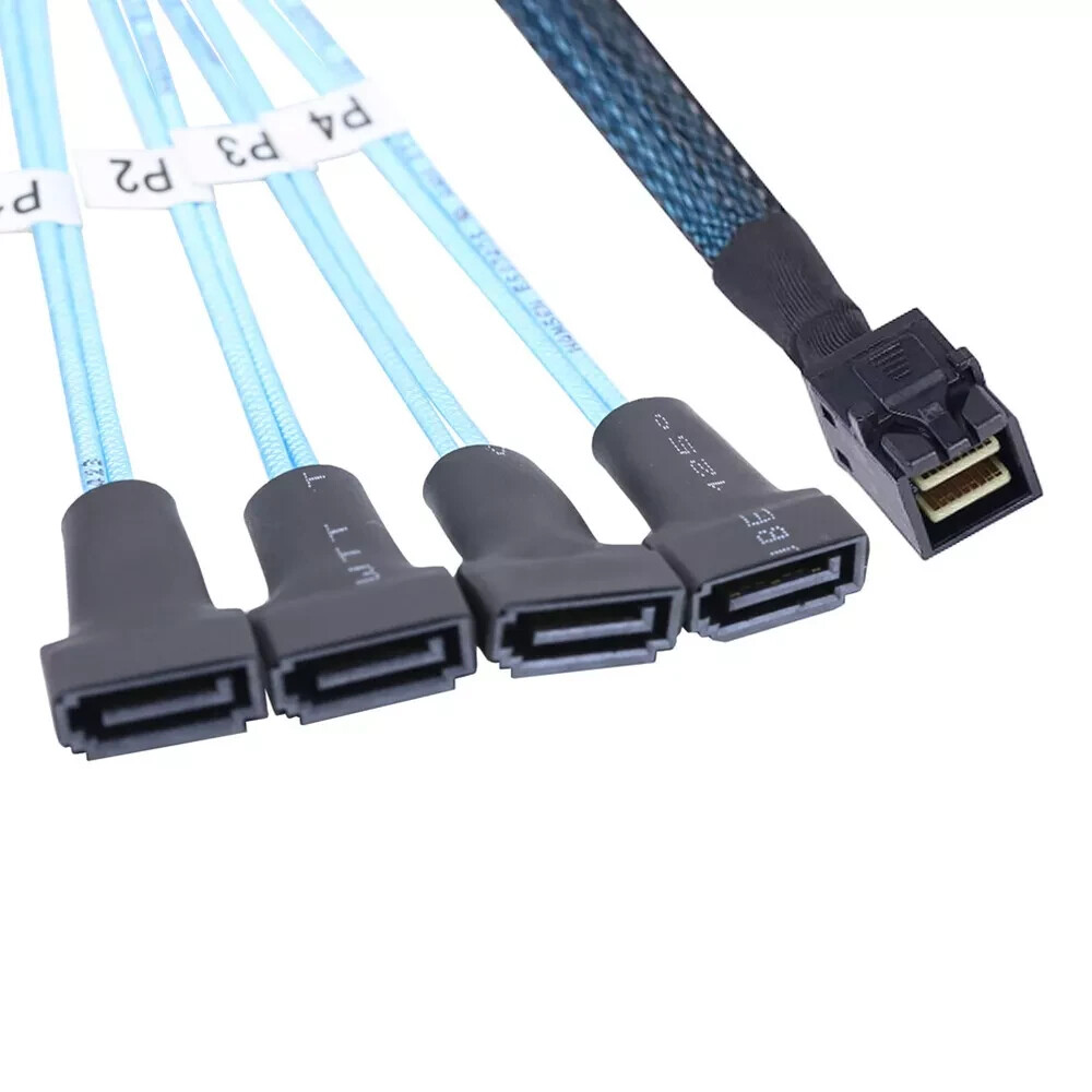 New Efficient Mini SAS HD SFF-8643 to 4 SATA 7Pin Male Cable Data Transfer 50cm
