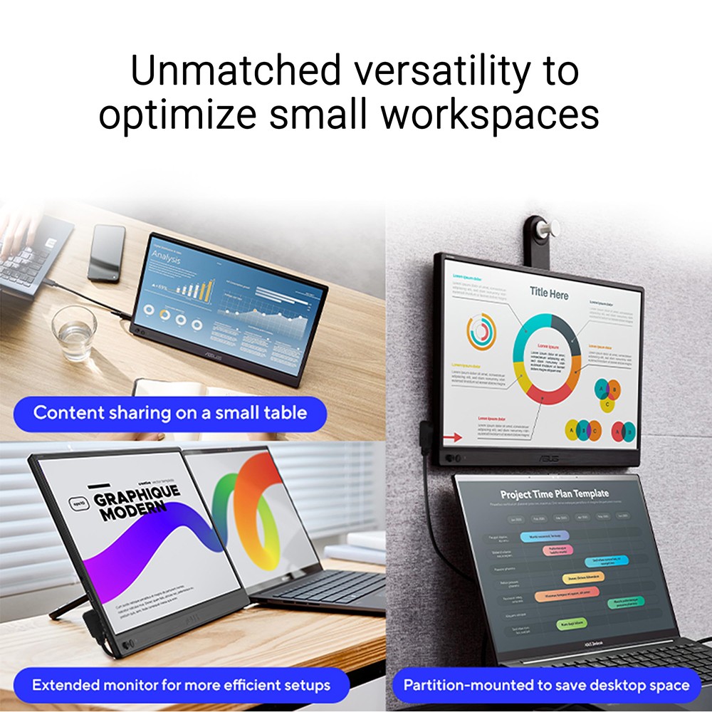 ASUS 16″ ZenScreen Portable USB Monitor in Black – MB169CK