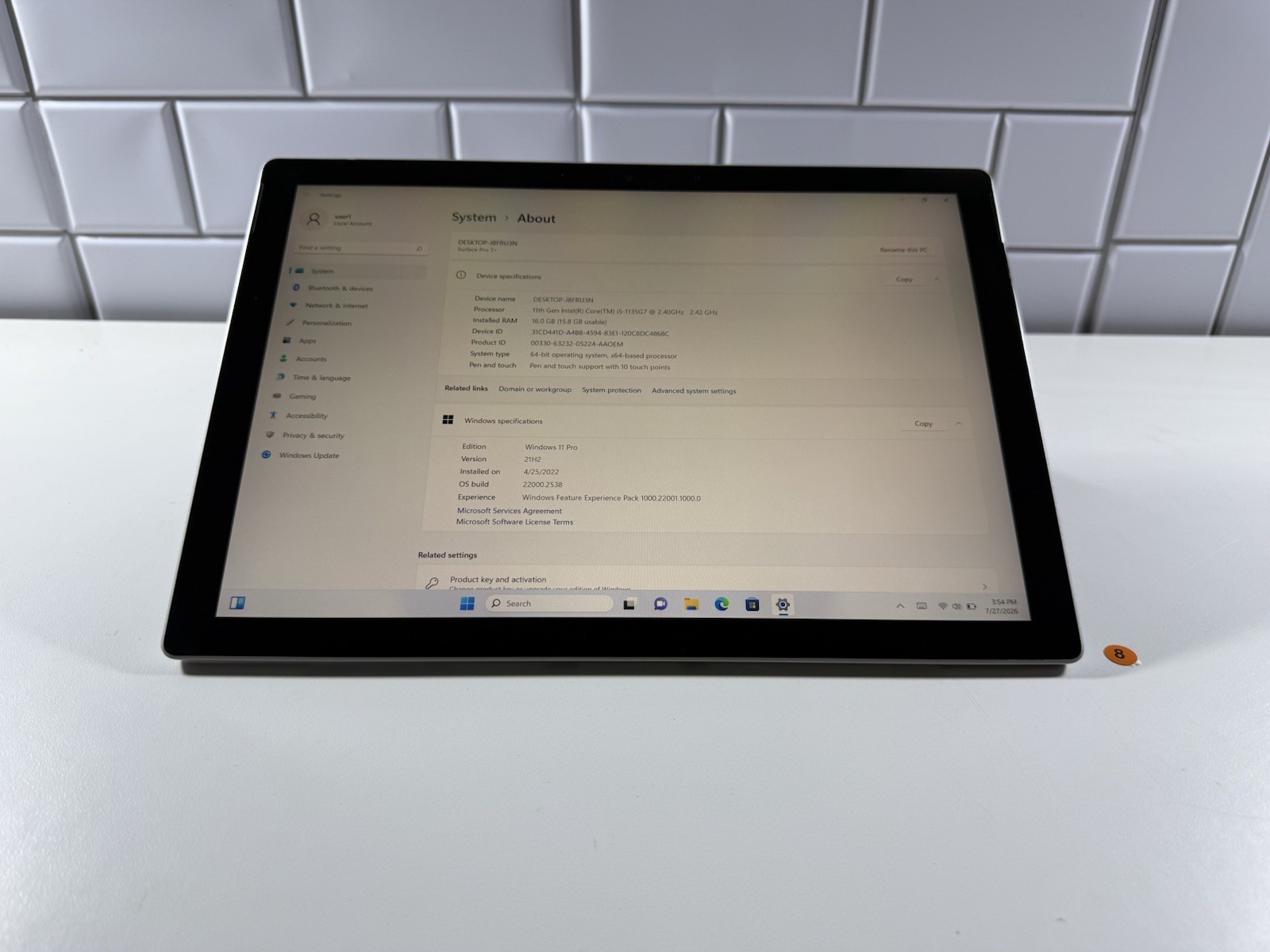 Microsoft Surface Pro 7 plus 1961 Core i5-1135G7 2.4GHz 16GB 256GB Win 11 Pro