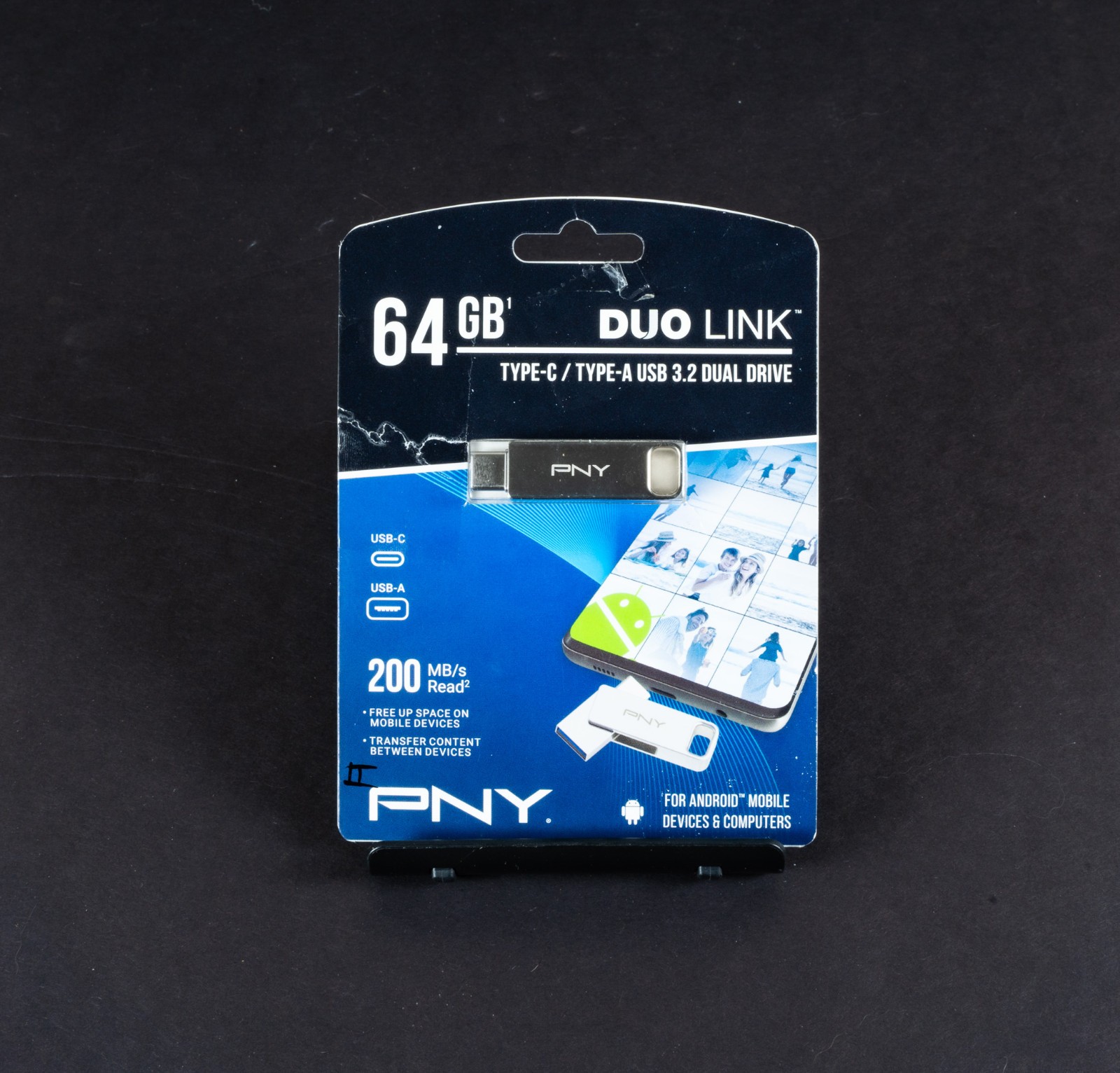 PNY Duo Link 64GB USB 3.2 Dual-Drive USB-C/USB-A Flash Drive 200MB/s Silver