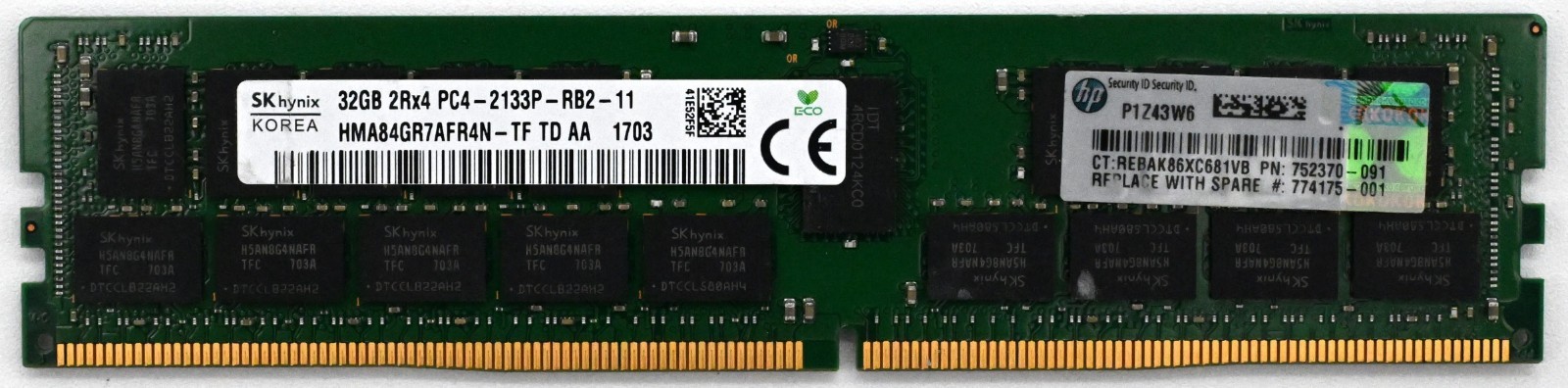 SK Hynix 32GB DDR4 2133 MHz ECC PC4-17000 2Rx4 RDIMM SERVER HMA84GR7AFR4N-TF