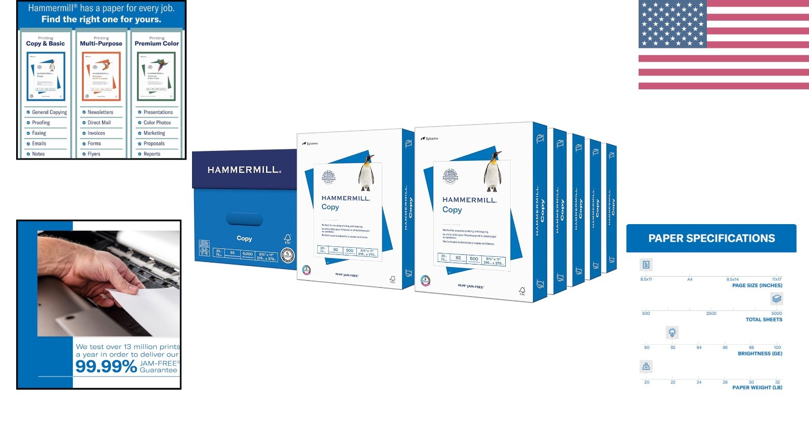 Heavyweight 20 lb Printer Paper, 5000 Sheets, 8.5 x 11 – Ideal for All Printers