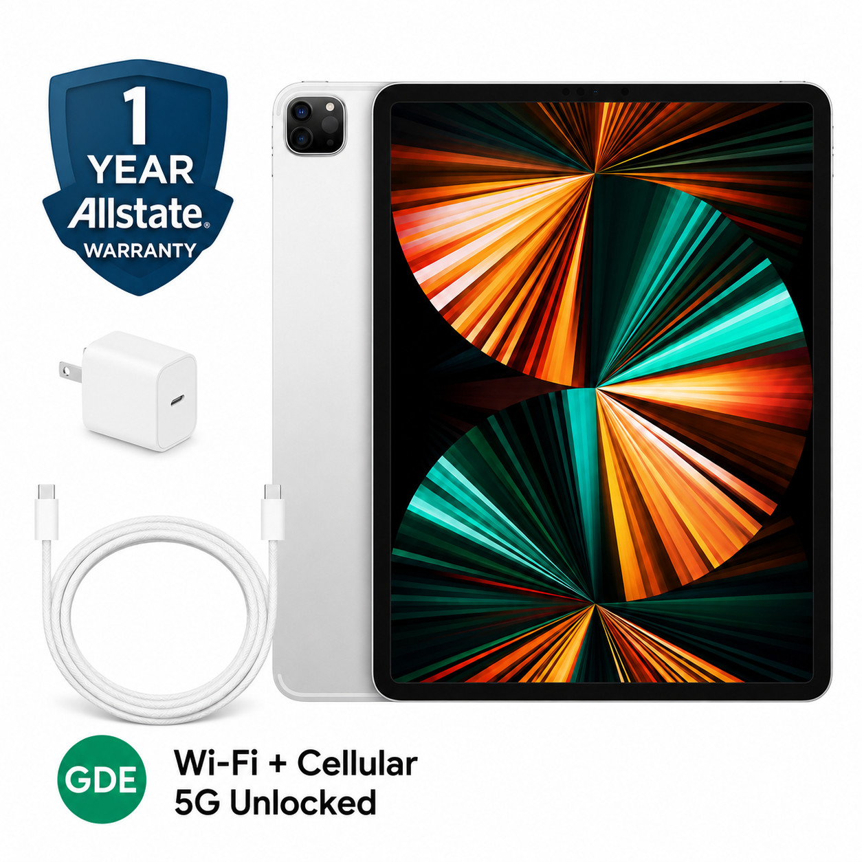 Very Good Apple iPad Pro 12.9 5th Gen 128GB Silver Unlocked 🔋87% 1 Yr Wty