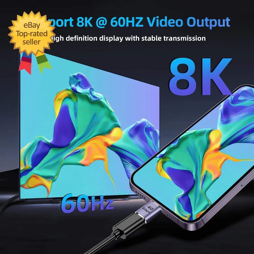 USB C Extender Adapter 40Gbps 8K 60Hz USB C Male to Female Extension Adapter