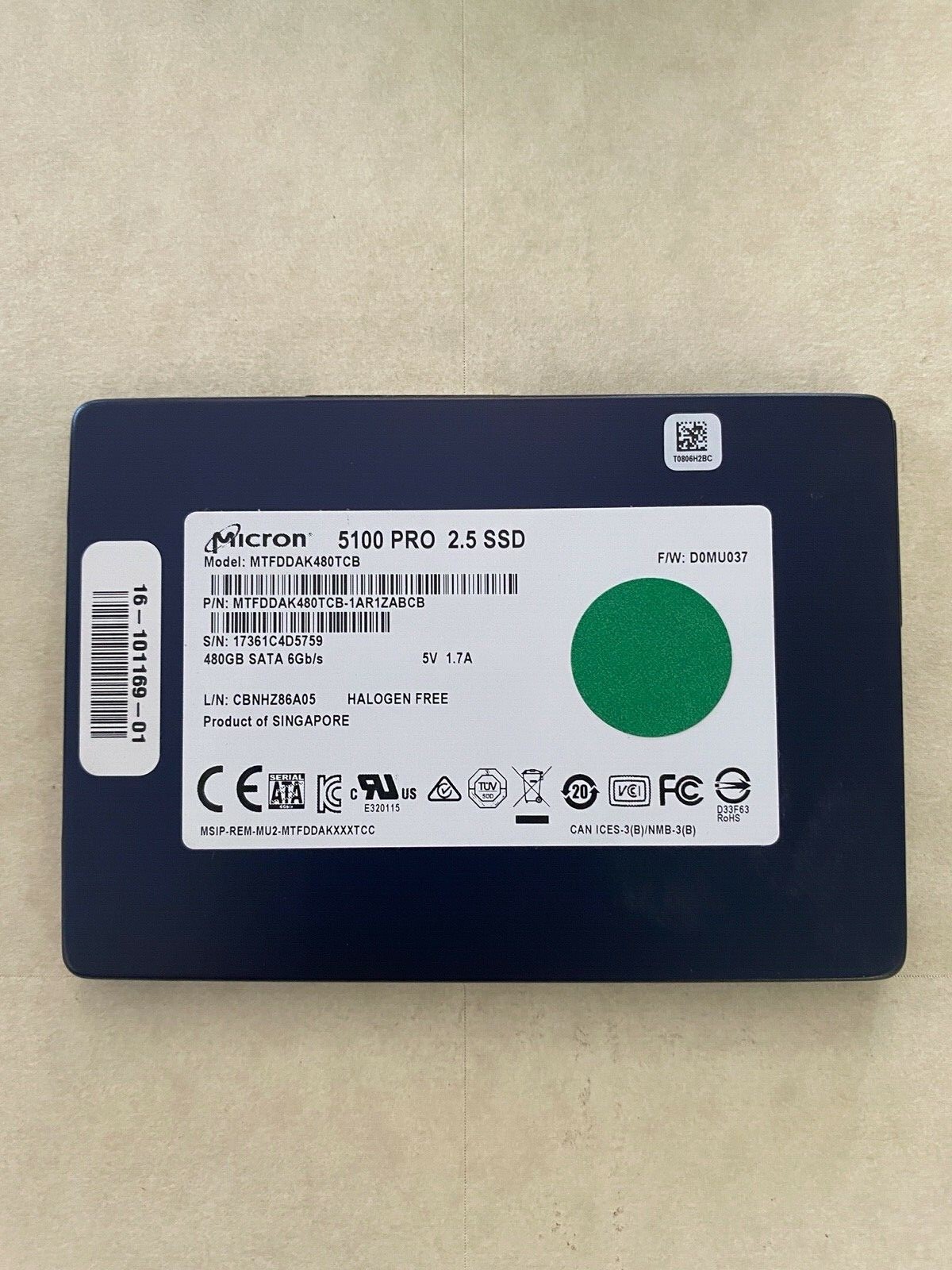 Micron 2.5″ 480GB SOLID STATE SSD Drive SATA, M500 M500DC 5100 PRO