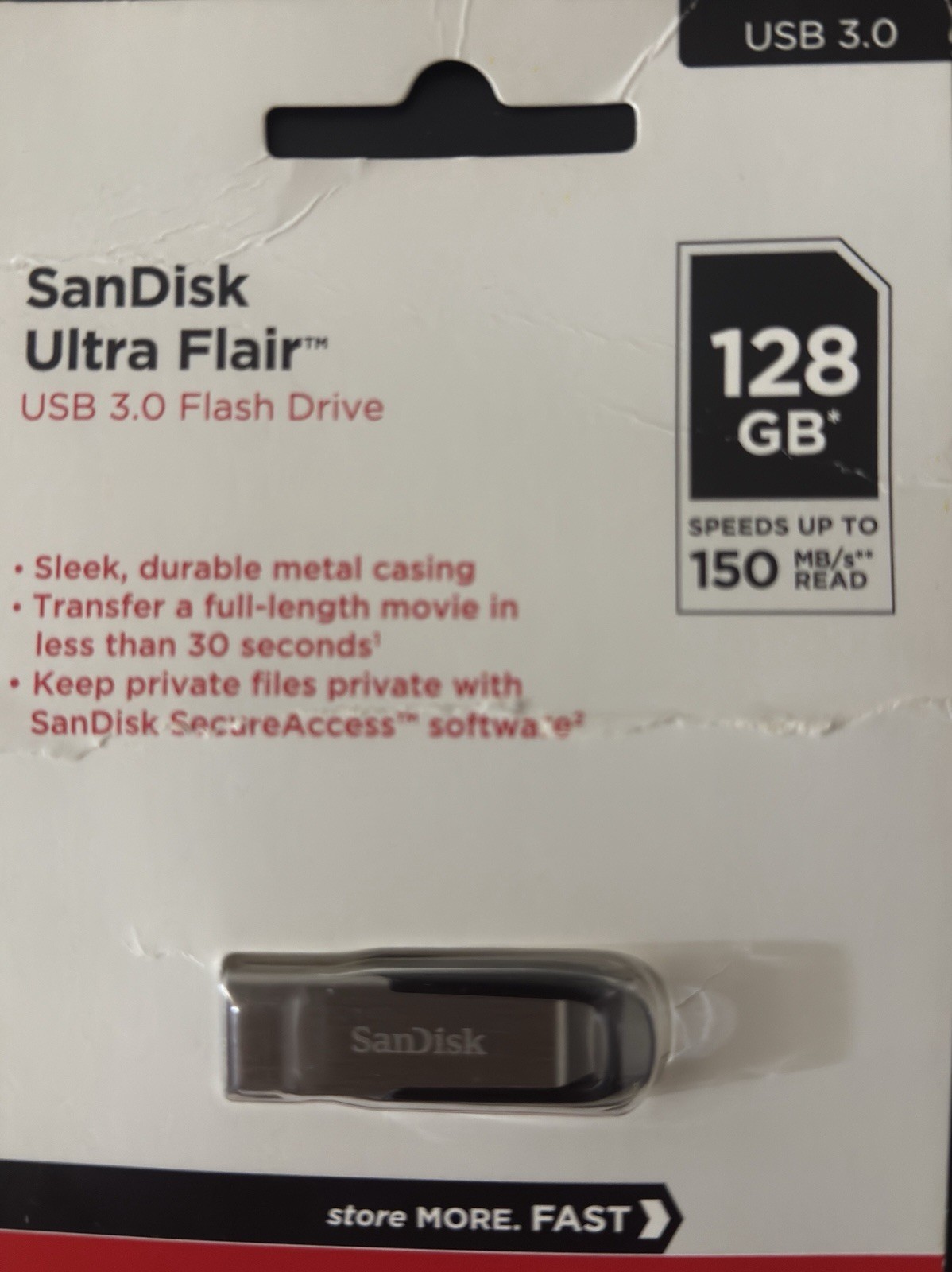 SanDisk Ultra Flair 128GB USB 3.0 Flash Drive Metal Casing, Very Small Size New