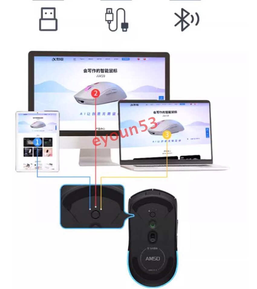 iFLYTEK AM50 AI Smart Mouse Wired Wireless Translater Mouse For Mac Win 5000DPI