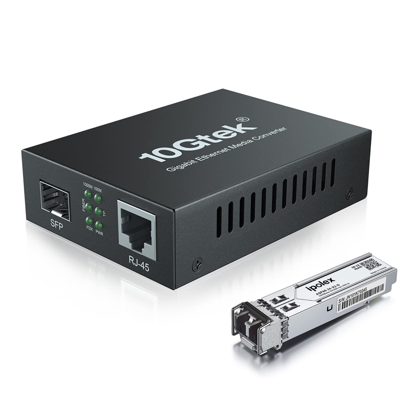 Gigabit Multi-Mode LC Fiber to Ethernet Media Converter with A SFP SX Module,…