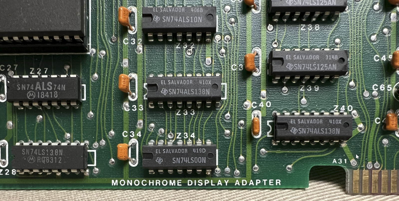 PERSYST Monochrome Display Adapter 8-bit ISA Video Card for IBM: No 12-10068-01