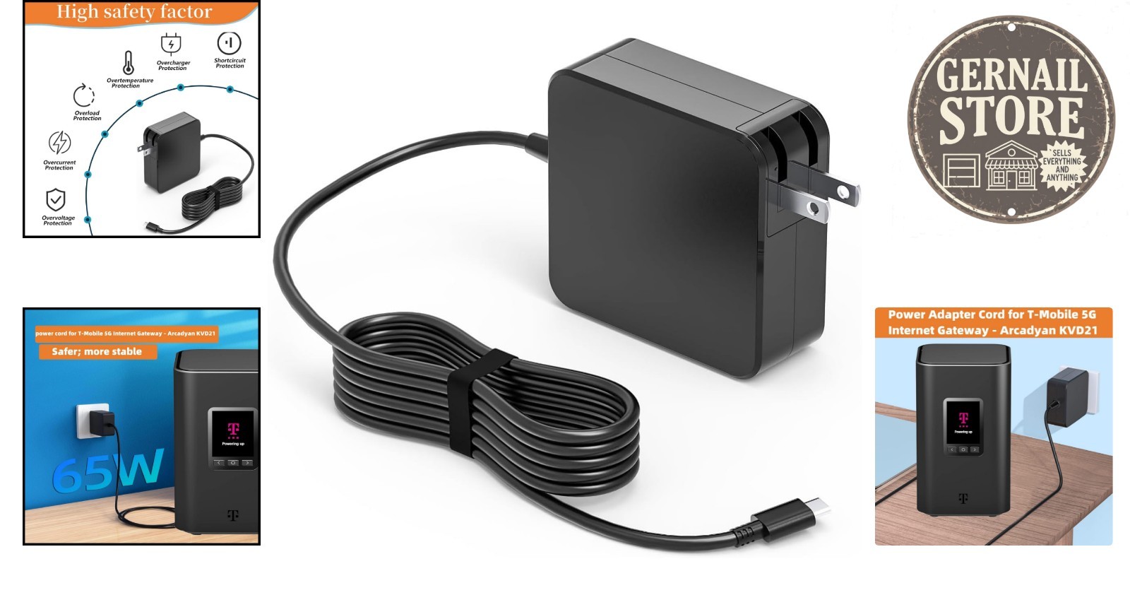 Advanced 65W Power Adapter for T-Mobile 5G Gateway – Arcadyan, Safe & Durable