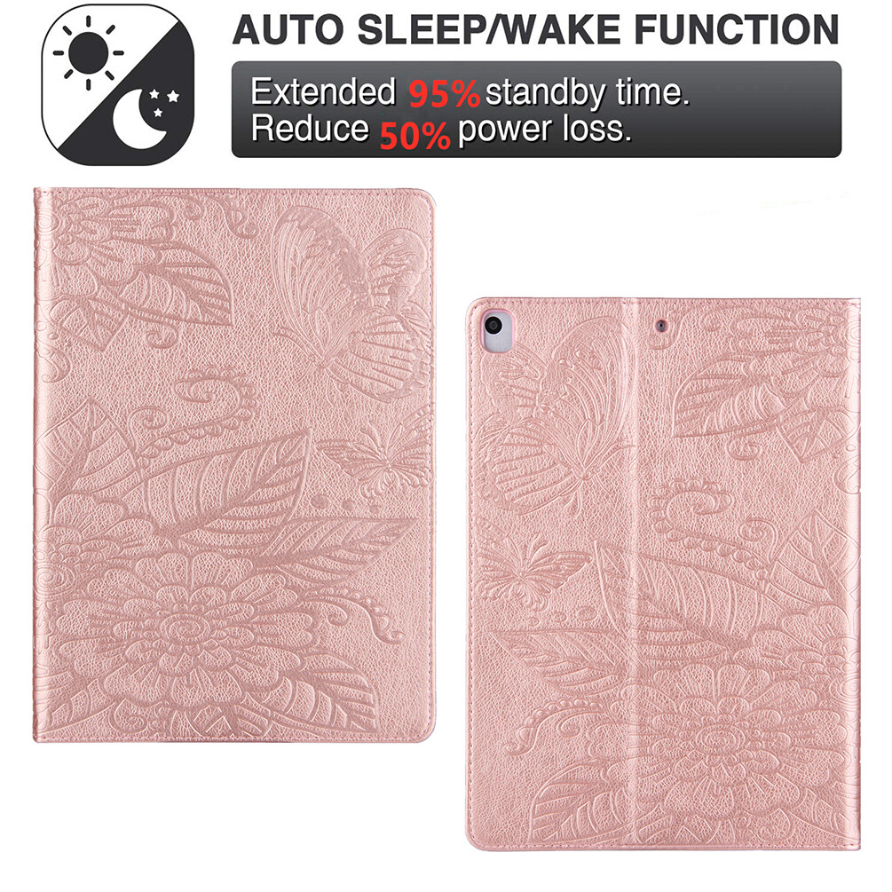 For Apple iPad 10.2″ 9th 8th 7th Generation Mini Flower Embossed TPU Case Cover