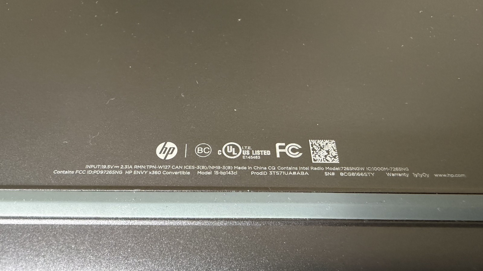 HP Envy x360 15-BP143CL Laptop Intel Core i5-8250u 4GB 250GB SSD Win 11