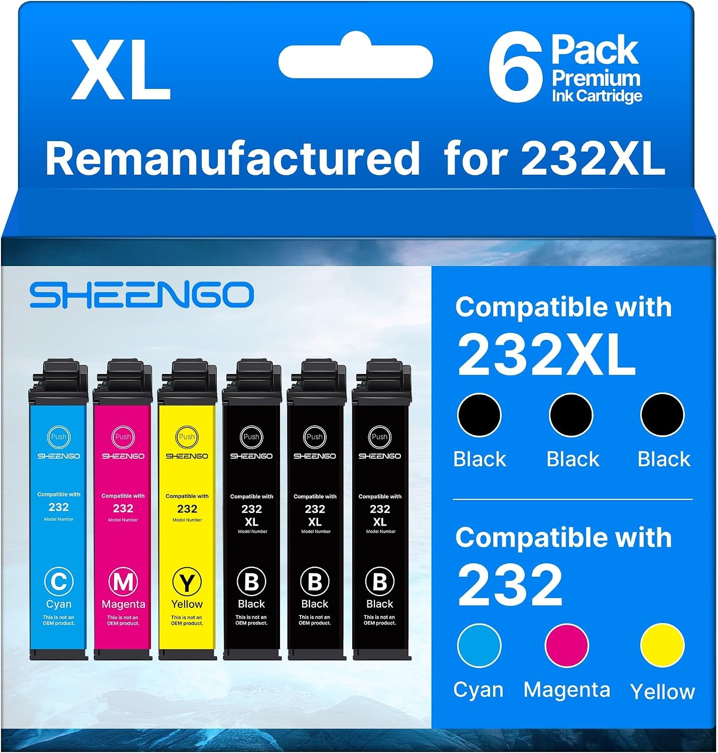 232XL Compatible Ink Cartridges 4 Pack for Epson 232 XP-4200 WF-2930 WF-2950