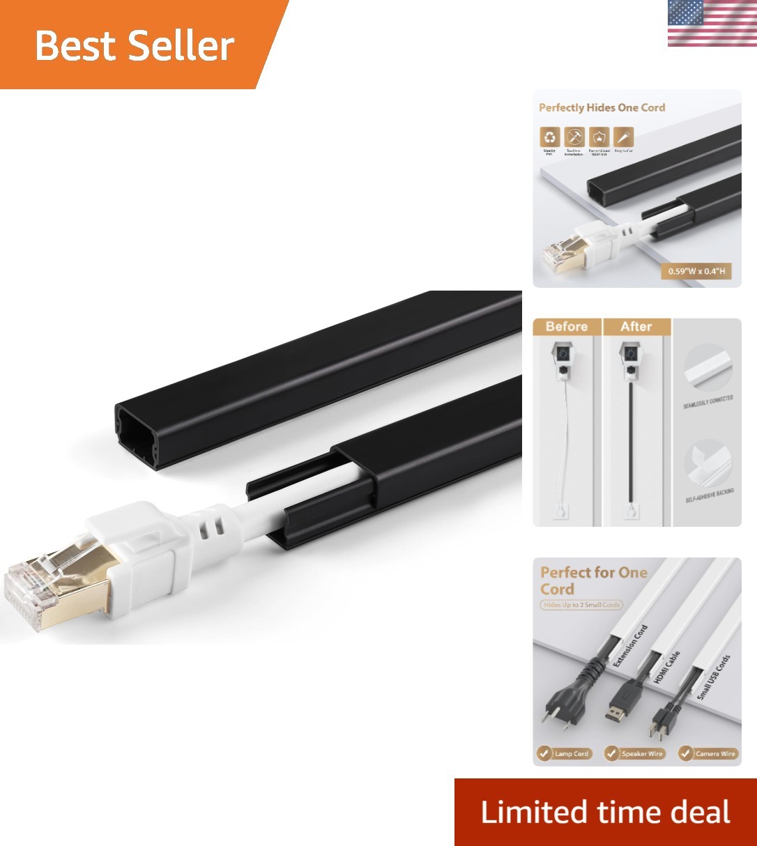 PVC Cord Hider, 102in – Simplify Your Cable Management Effortlessly